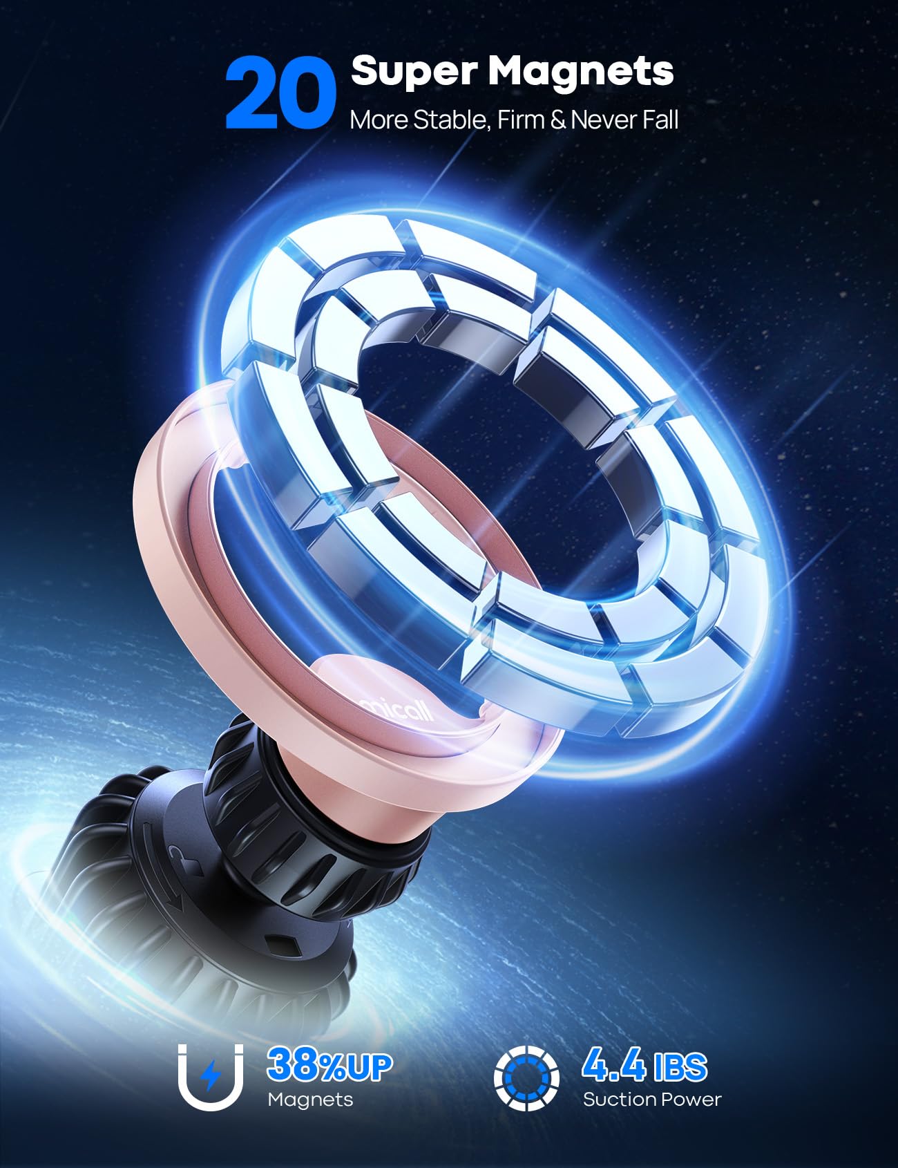 Lamicall Magnetic Car Mount - [20 Super Magnets] Air Vent Phone Holder Car, Hands Free Cell Phone Holder Clip Pink