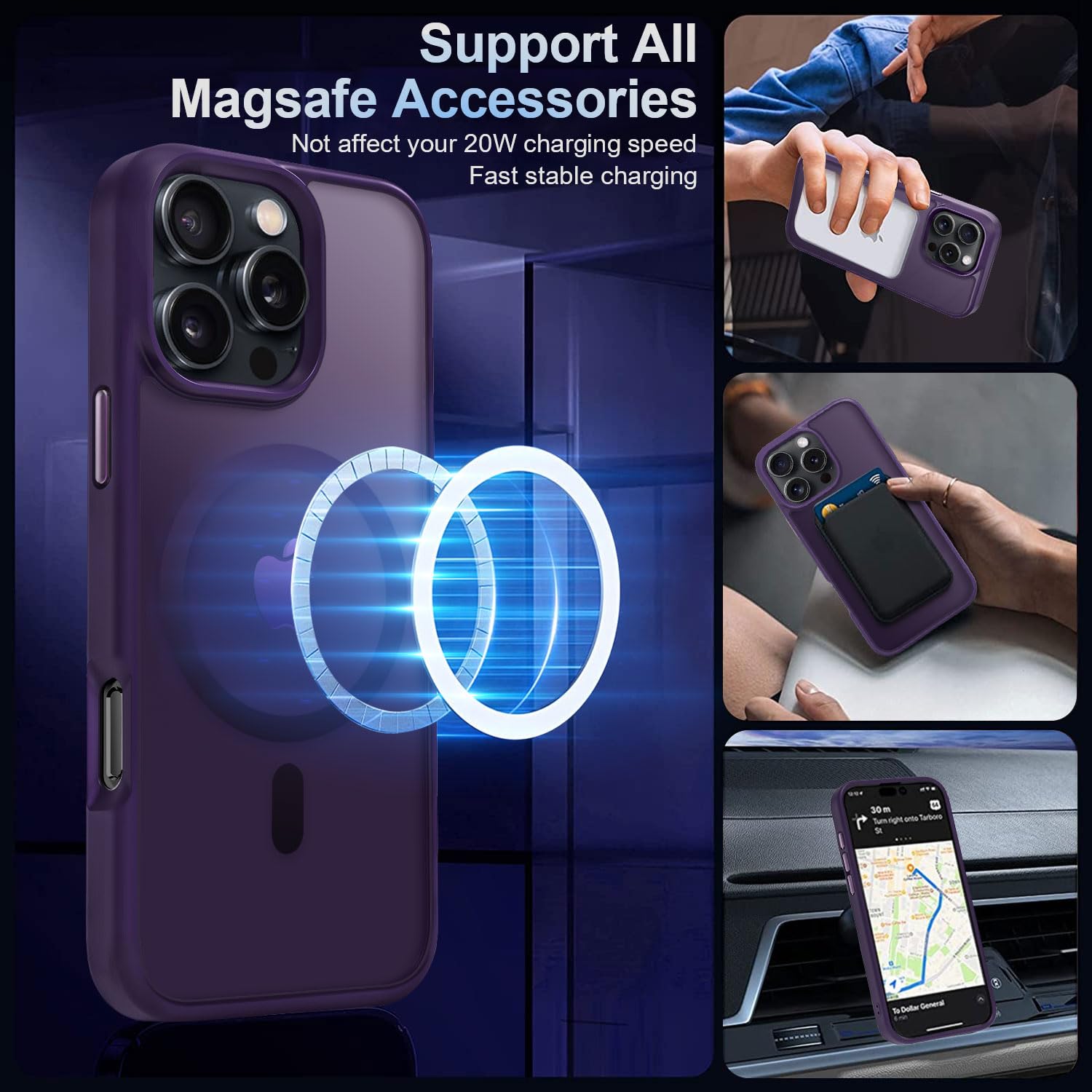 Mocca Strong Magnetic For Iphone 16 Pro Max Phone Case, [Compatible With Magsafe][16Ft Mil Grade Drop Protection] Slim Transluce
