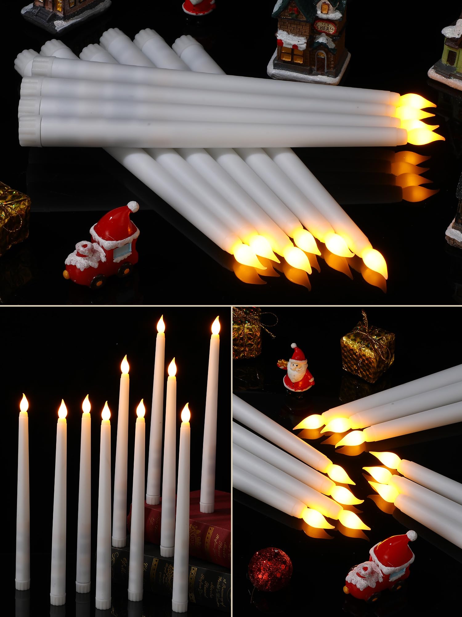 Funtery 48 Pcs Flameless Led Taper Candles 11 Inch Battery Operated Flickering Candles Bulk For Christmas Church Wedding Party(W