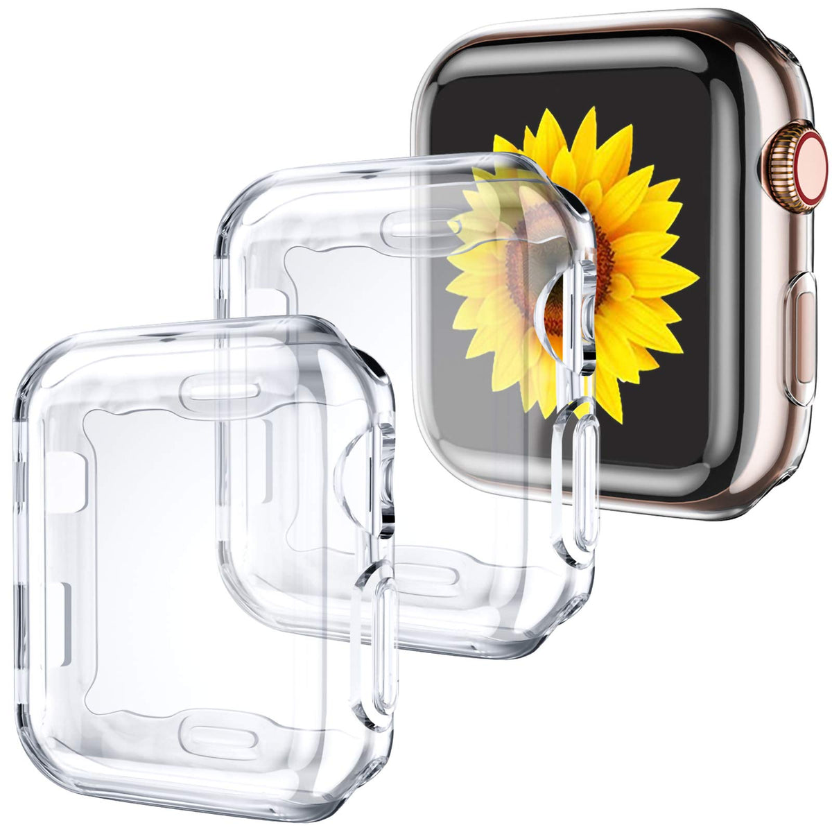 Geak 3 Pack Compatible With Apple Watch Case 42Mm,Soft Hd High Sensitivity Screen Protector With Tpu All Around Anti Fall Bumper