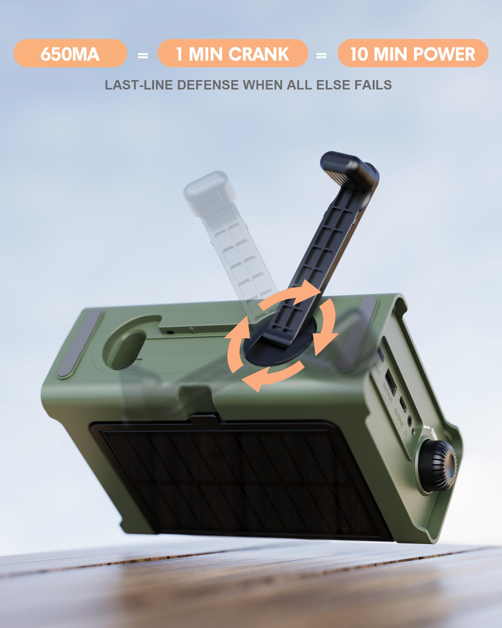 Emergency Weather Radio With Solar & Crank Power - Am/Fm/Noaa, Led Flashlight, Reading Light, Usb Charging & Sos - Survival Gear