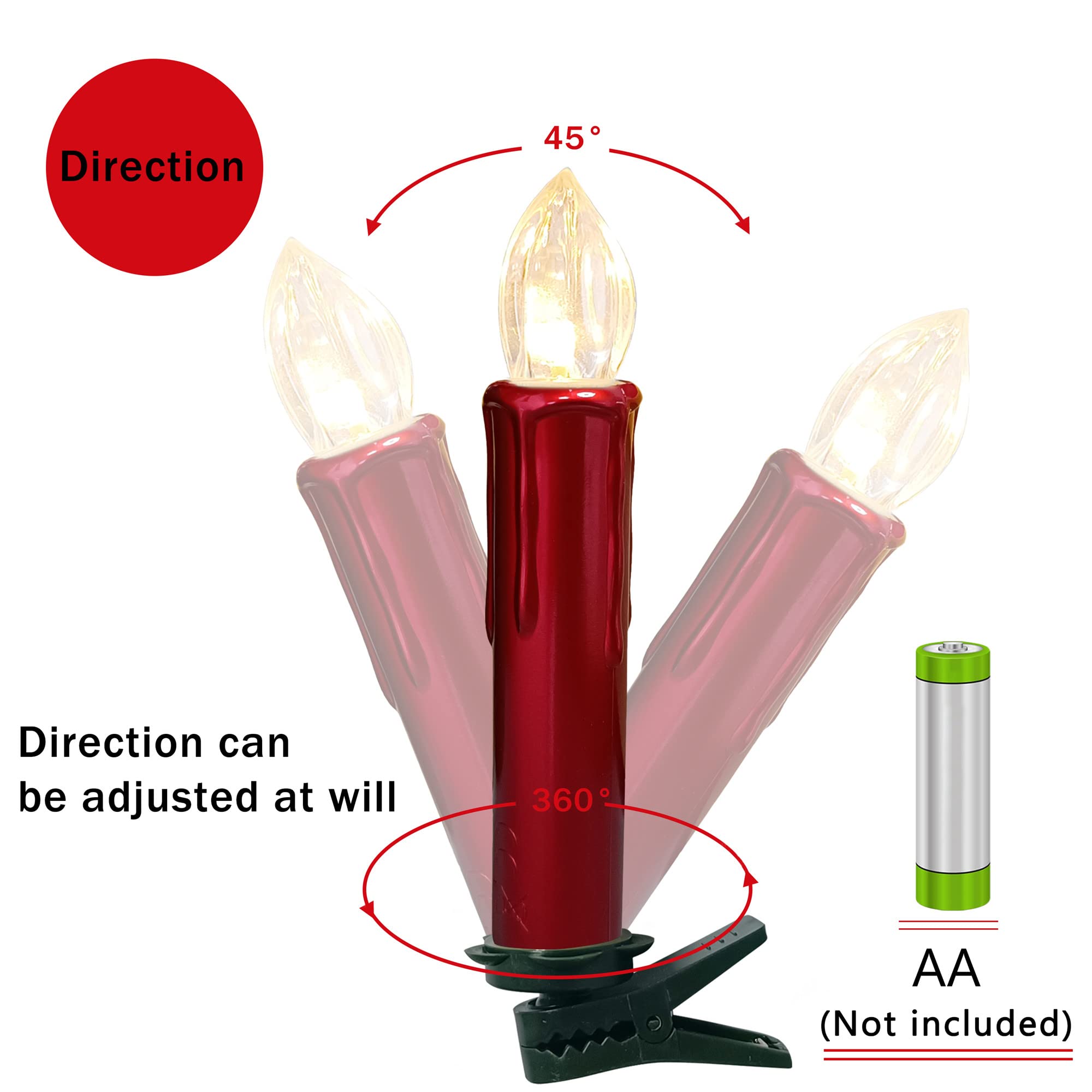 Gedengni Candlesticks Led Taper Candle,Red Remote Led Candle Sticks Battery Operated Chandelier Flameless Candles With Clip,Flic