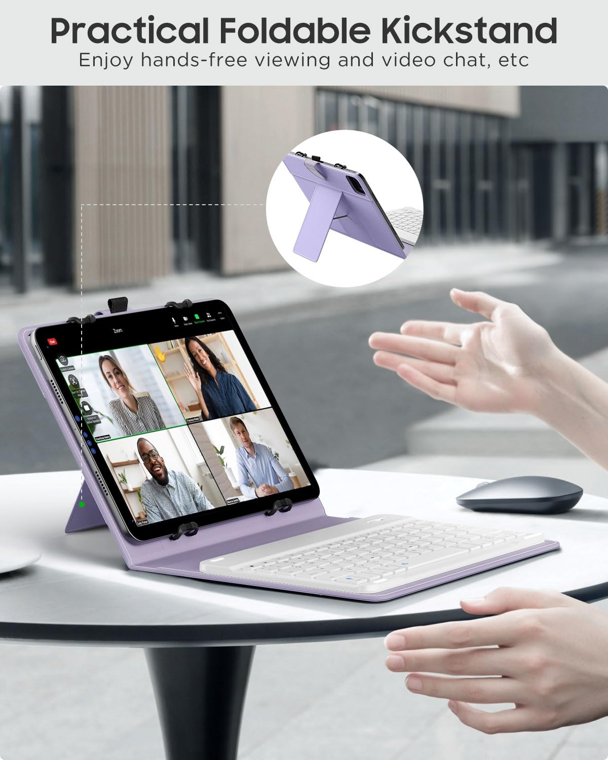 Moko Universal Tablet Case With Qwerty Keyboard For 9,9.7,10.1,10.2,10.4,10.5,10.9,11 Tablet, With Removable Wireless Bluetooth