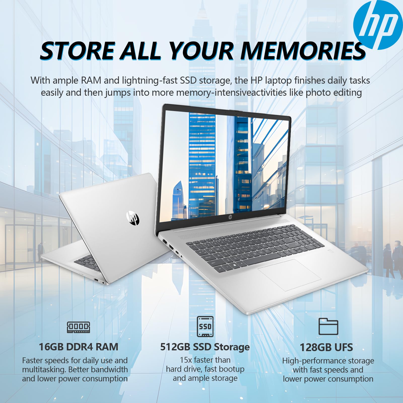 Hp 2025 17 Inch Touchscreen Laptop Computer, 17.3 Hd+ Touch Screen, Intel Core I3 (8-Cores), 16Gb Ram 512Gb Ssd+128Gb Ufs, Windo