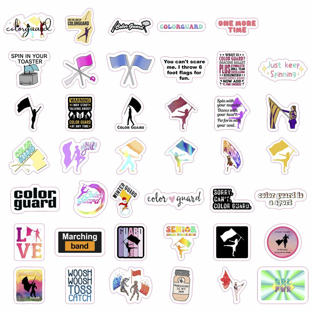 100Pcs Color Guard Stickers For Water Bottle And Laptop Color Guard Pa ...