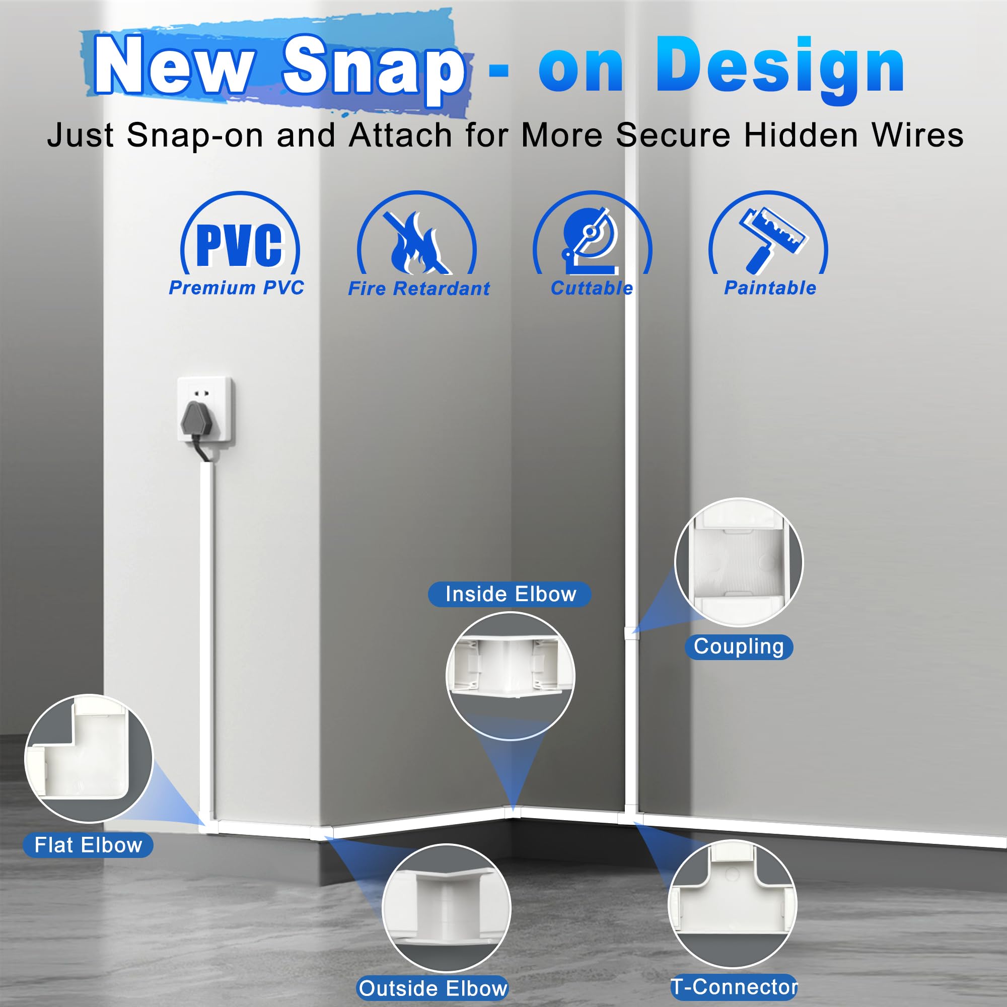 220In Wall Cord Hider Kit, Lzeoy Large Capacity Wire Hider For Cords, White Cable Cover Wall Kit, Paintable Hide Tv Cords For Wa