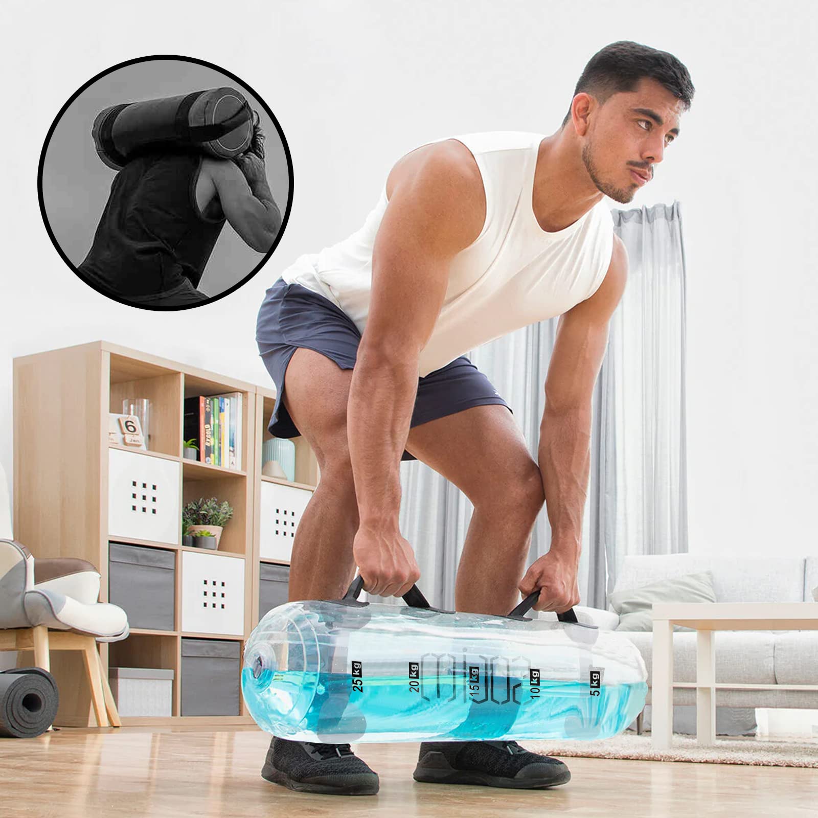 Water Weights Aqua Bag, Workout Sandbag Alternative Strength Training Sand Bag Portable Stability Fitness Equipment   Ultimate C