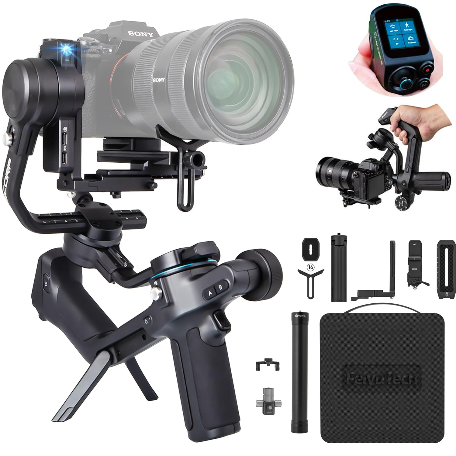 Feiyutech Scorp 2 Kit Gimbal Stabilizer For Dslr And Mirrorless Camera,Built In Ai Tracking,3 Axis Gimbal For Sony/Canon/Nikon/F