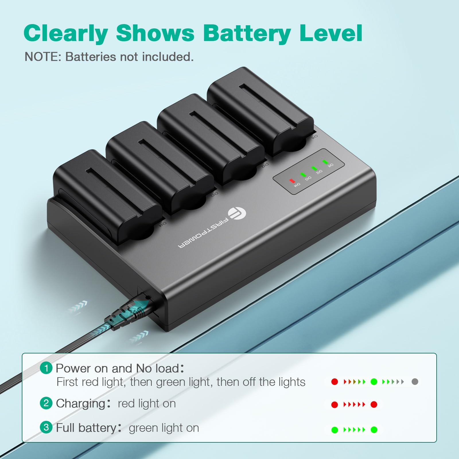 Firstpower 4 Channel Fast Charger For Sony Np F970, Np F960, Np F950, Np F930, Np F770, Np F750, Np F570, Np F550, Np F530 Camer