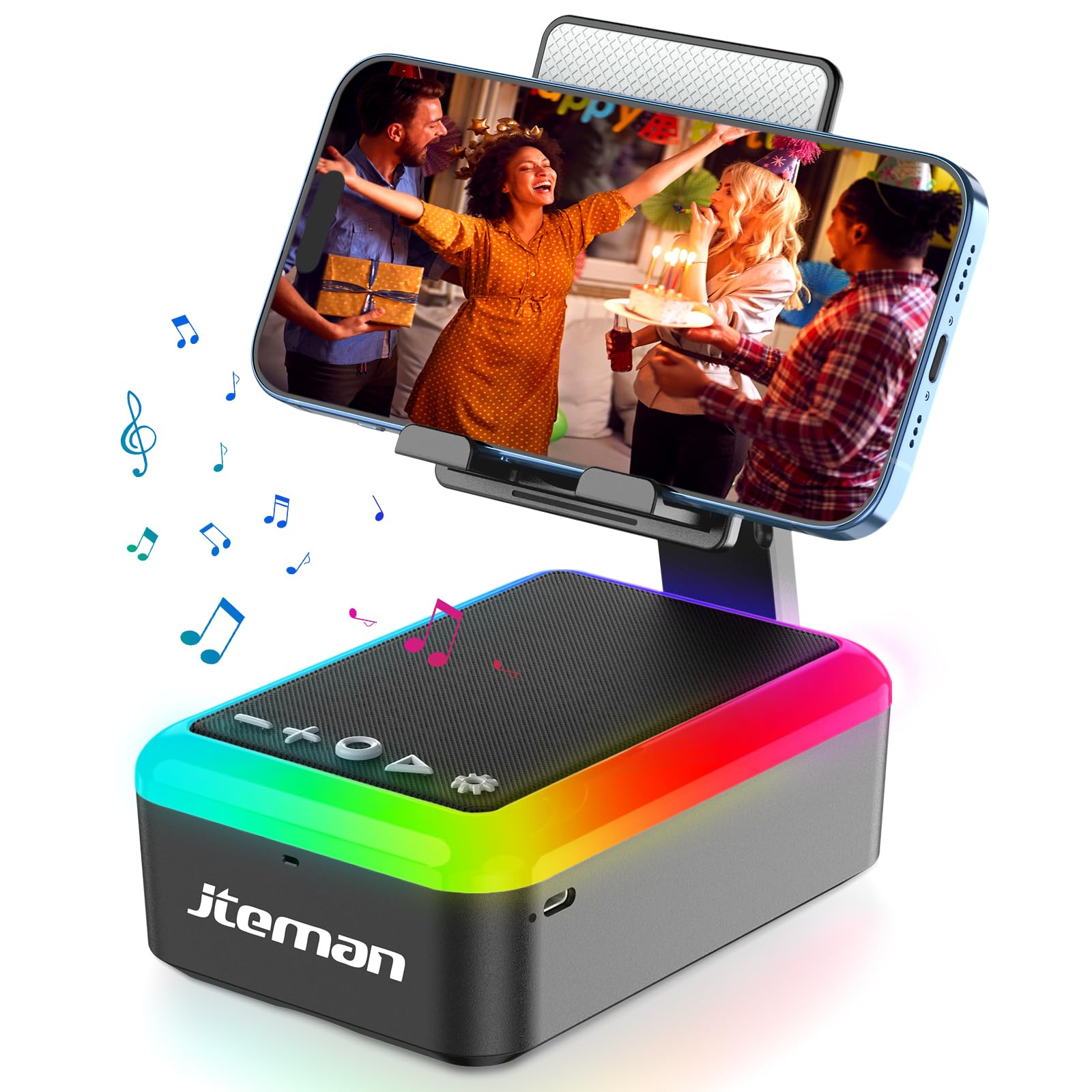 Gifts For Men Women, Cell Phone Stand With Bluetooth Speaker And Light, Portable Lanyard, Cool Tech Gifts For Dad Mom Husband, U