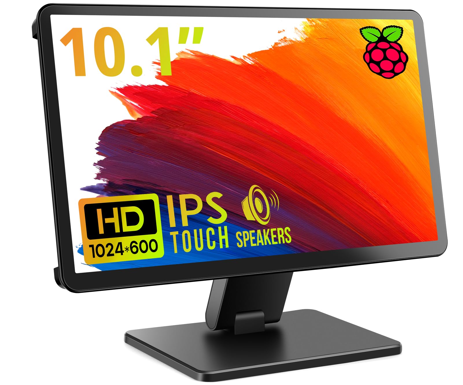 Touch Screen Monitor With Case,Roadom 10.1 Raspberry Pi Screen, Ips Fhd 1024  600,Responsive And Smooth Touch,Dual Built In Spea