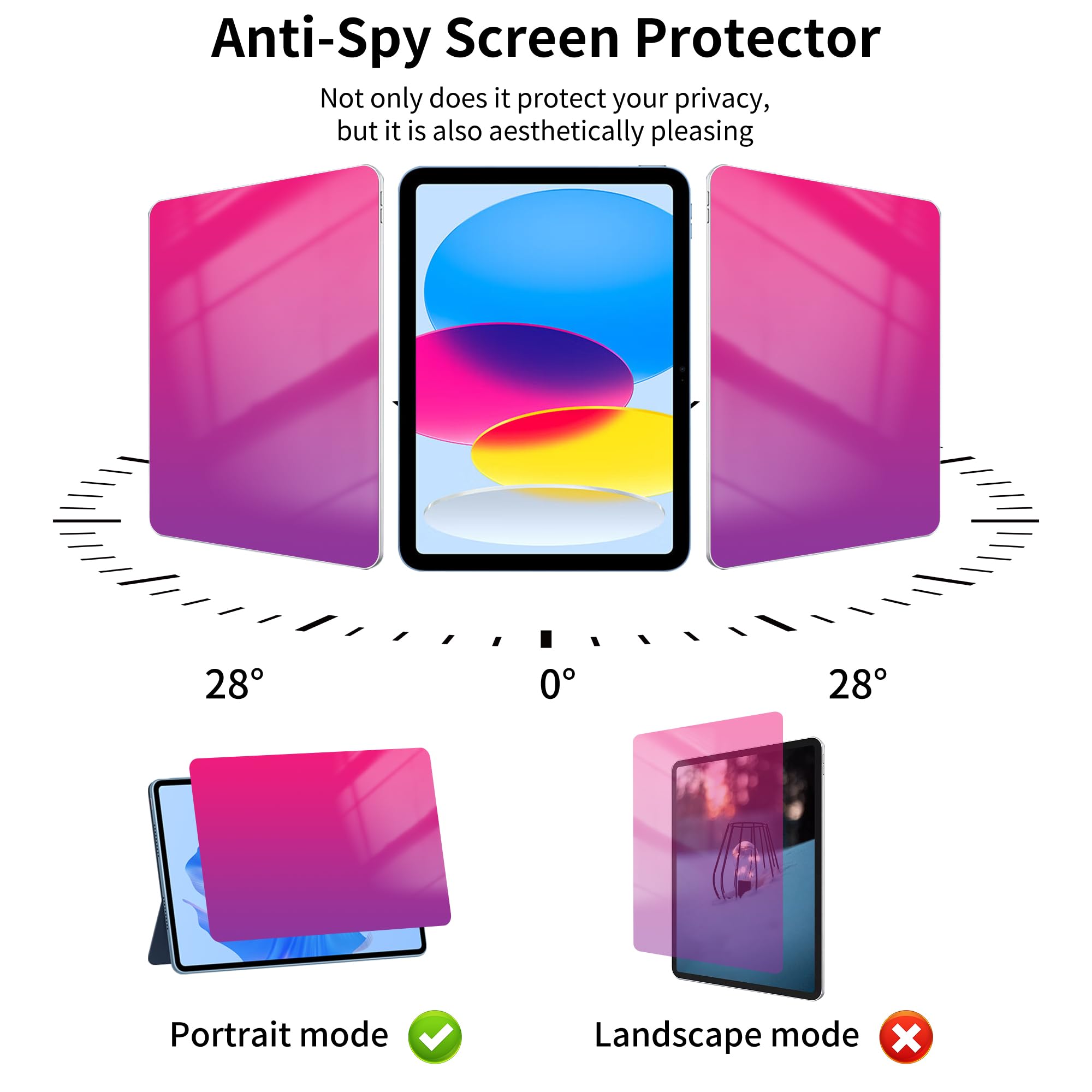 Juvraixo Privacy Screen Protector For Ipad 10Th Generation 10.9 Inch (2022) A2696/A2757/A2777 Tempered Glass Anti Spy Anti Blue