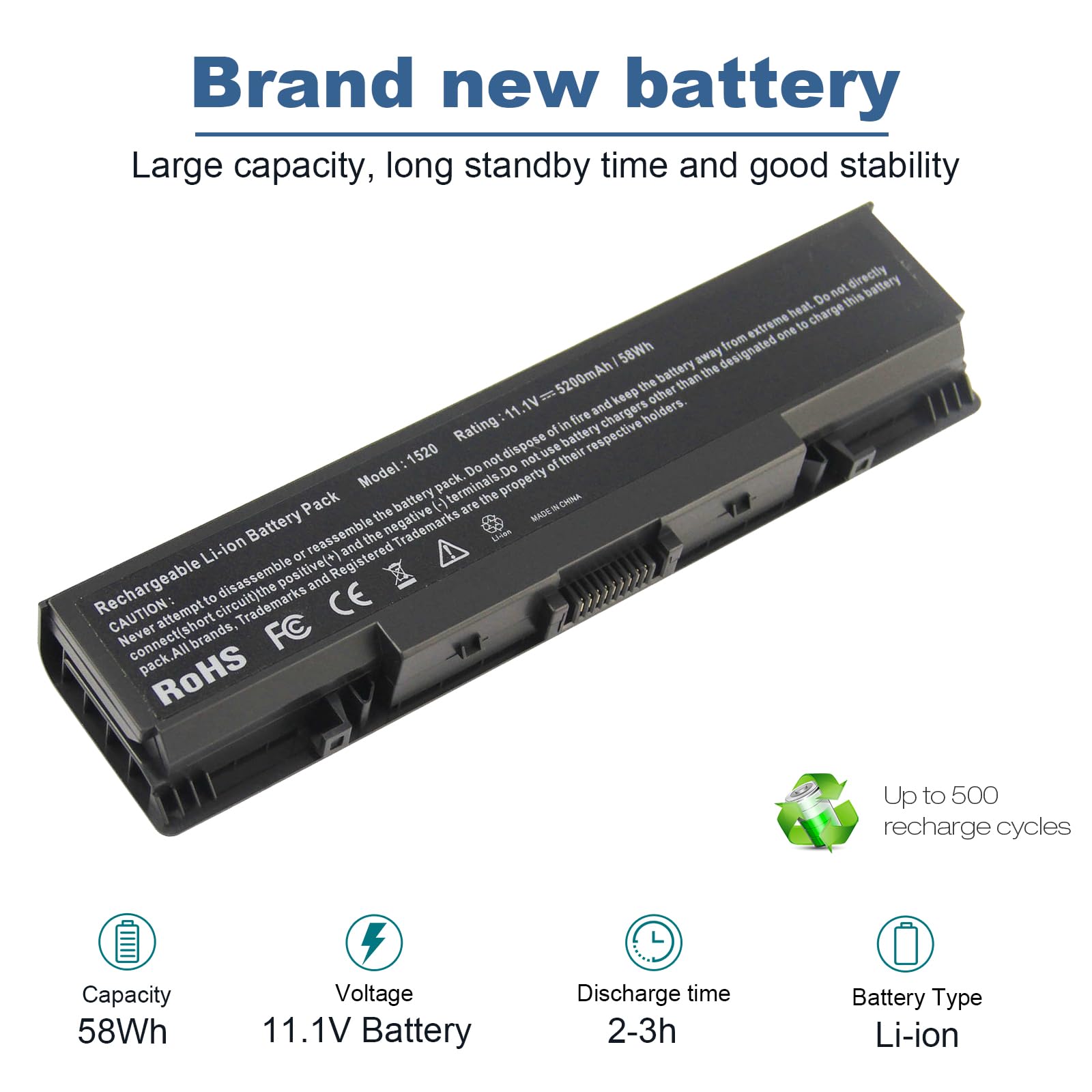Laptop Battery For Dell Inspiron 1521 1520 1721 Pp22L Pp22X ; Dell Vostro 1500 1700, Fits P/N W280 0Uw280 Nr239 312 0589 451 104
