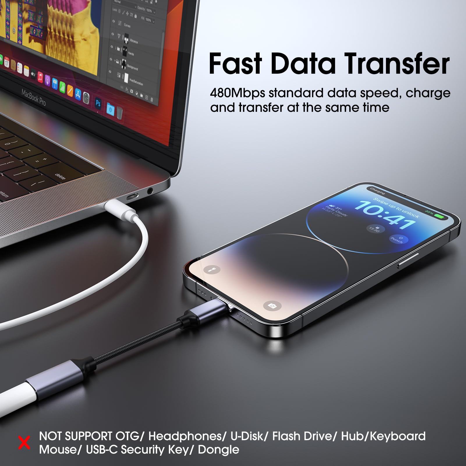 Techmatte Usb C To Lightning Cable Adapter, 27W Pd Fast Charging Support Data Sync Compatible For Iphone Ipad Ipod Airpods, No A