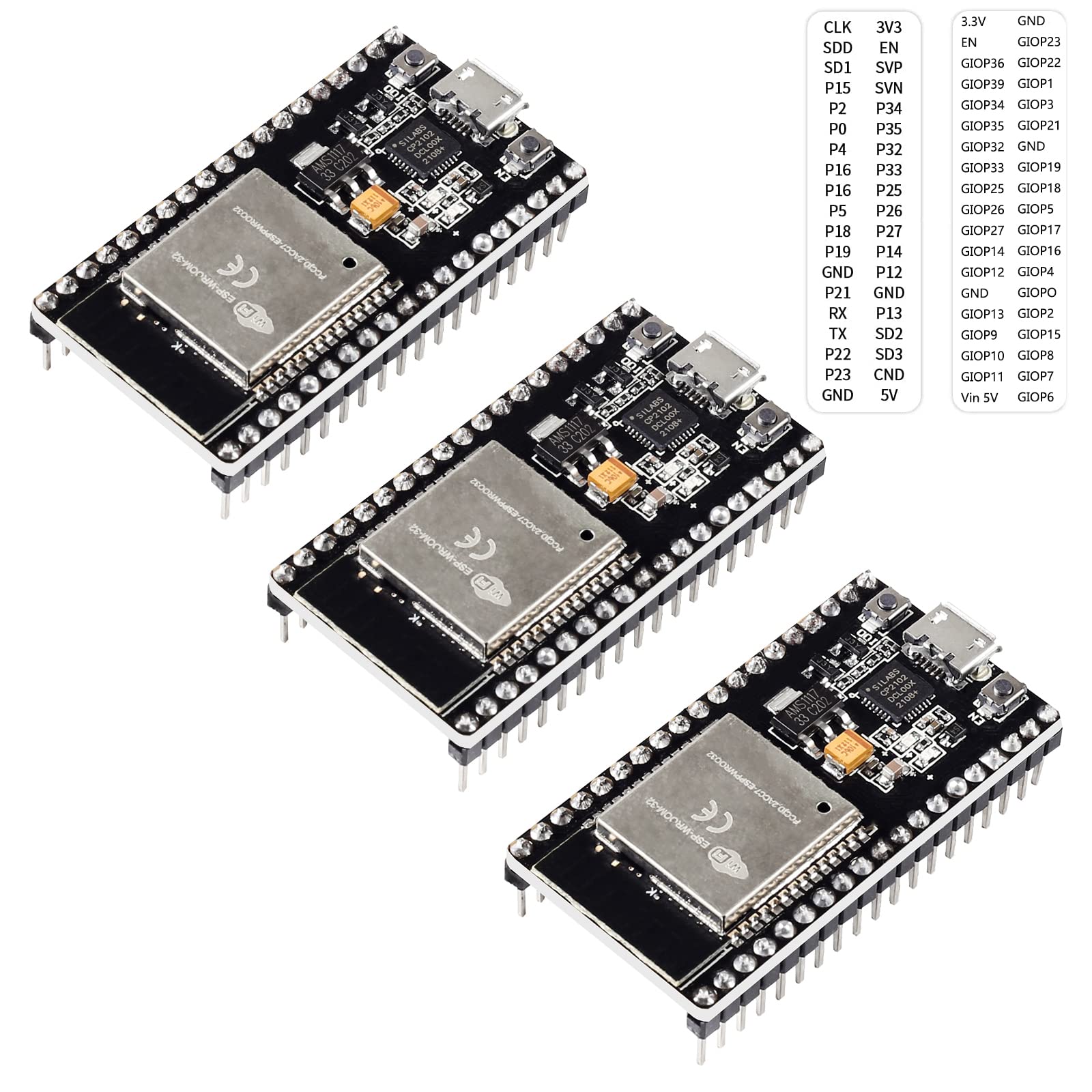3Pcs Esp32 Development Board Cp2102 Chip 38Pin Narrow Version Wifi + Bluetooth Microcontroller Dual Cores Esp 32 Esp 32D Board E