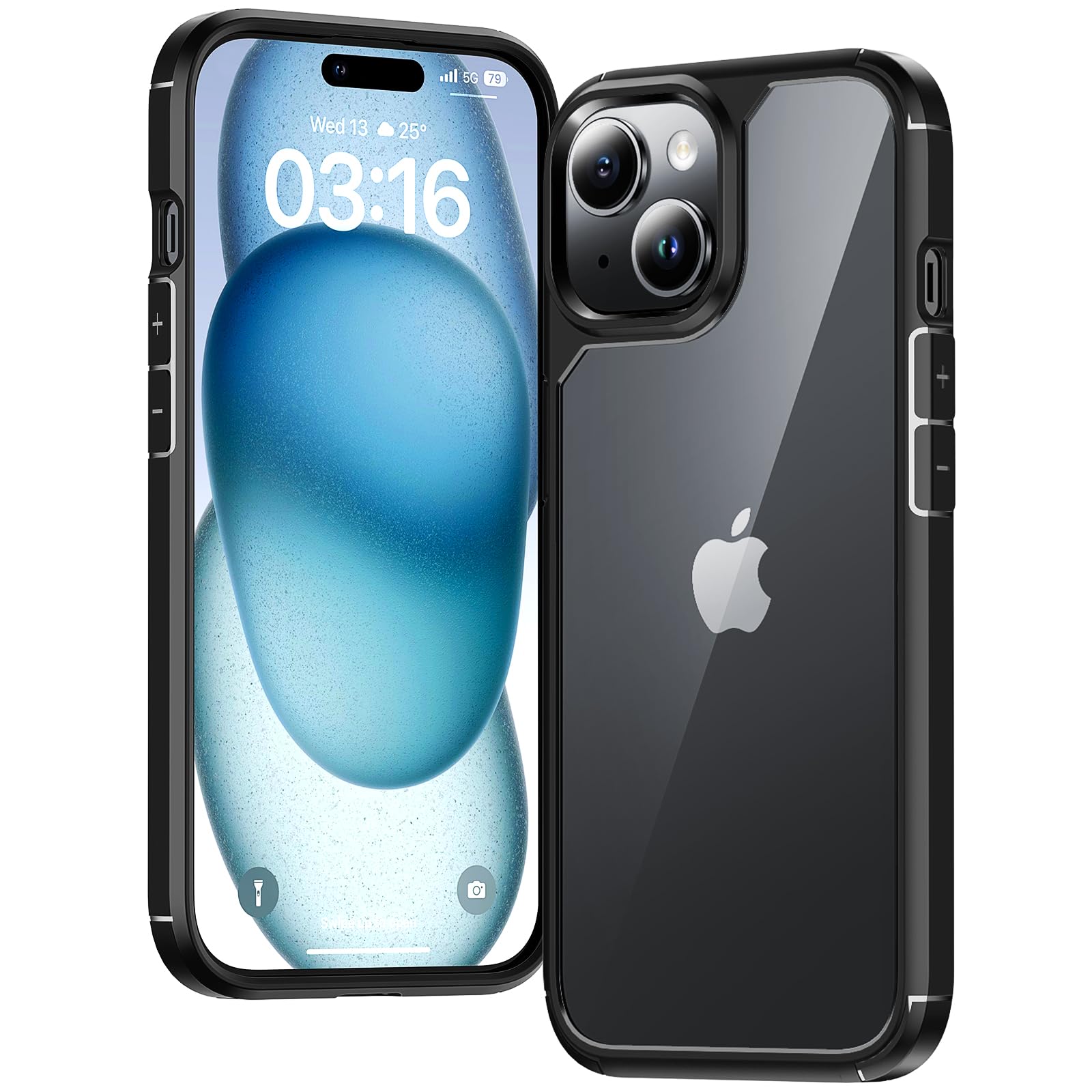 Tauri 3 In 1 For Iphone 15 Case, [Not Yellowing] With 2X Screen Protectors, [Military Grade Drop Protection] Shockproof Slim Pho