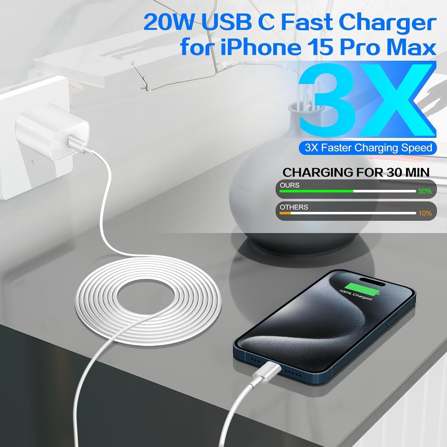 Ipad Pro Charger,Ipad Charger Fast Charging Usb C Fast Chargers Apple Ipad Chargers Block 6Ft Type C To C Cable Cord For Ipad Pro 13(M4)/12.9/11Inch 2018 2025,Ipad 10/A16,Mini 7,Ipad Air 13(M2)/5Th/4