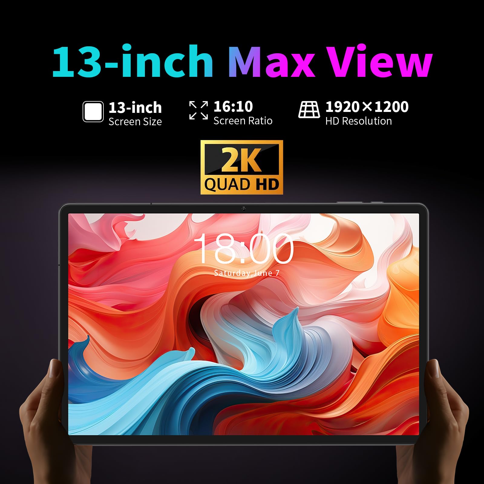 Teclast T65Max Tablet, 13'' Android Tablet With 256Gb Rom, Helio G99 Octa Core For Gaming, Android 14 Tableta, 10000Mah/18W Fast