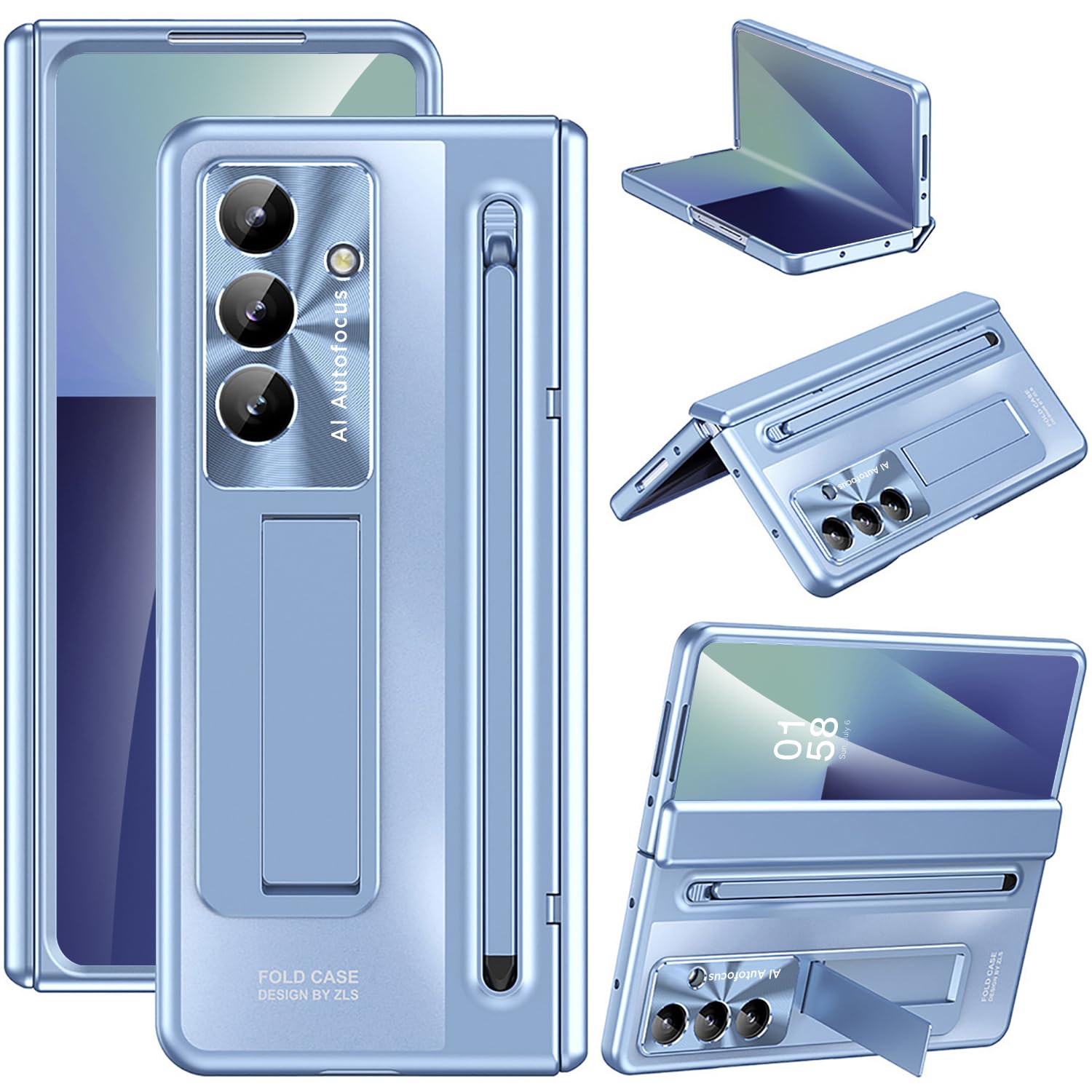 Miimall for Samsung Z Fold 7 Case with S Pen & S Pen Holder [Built-in Glass Screen Protector & Kickstand] 360 Full Body Protecti