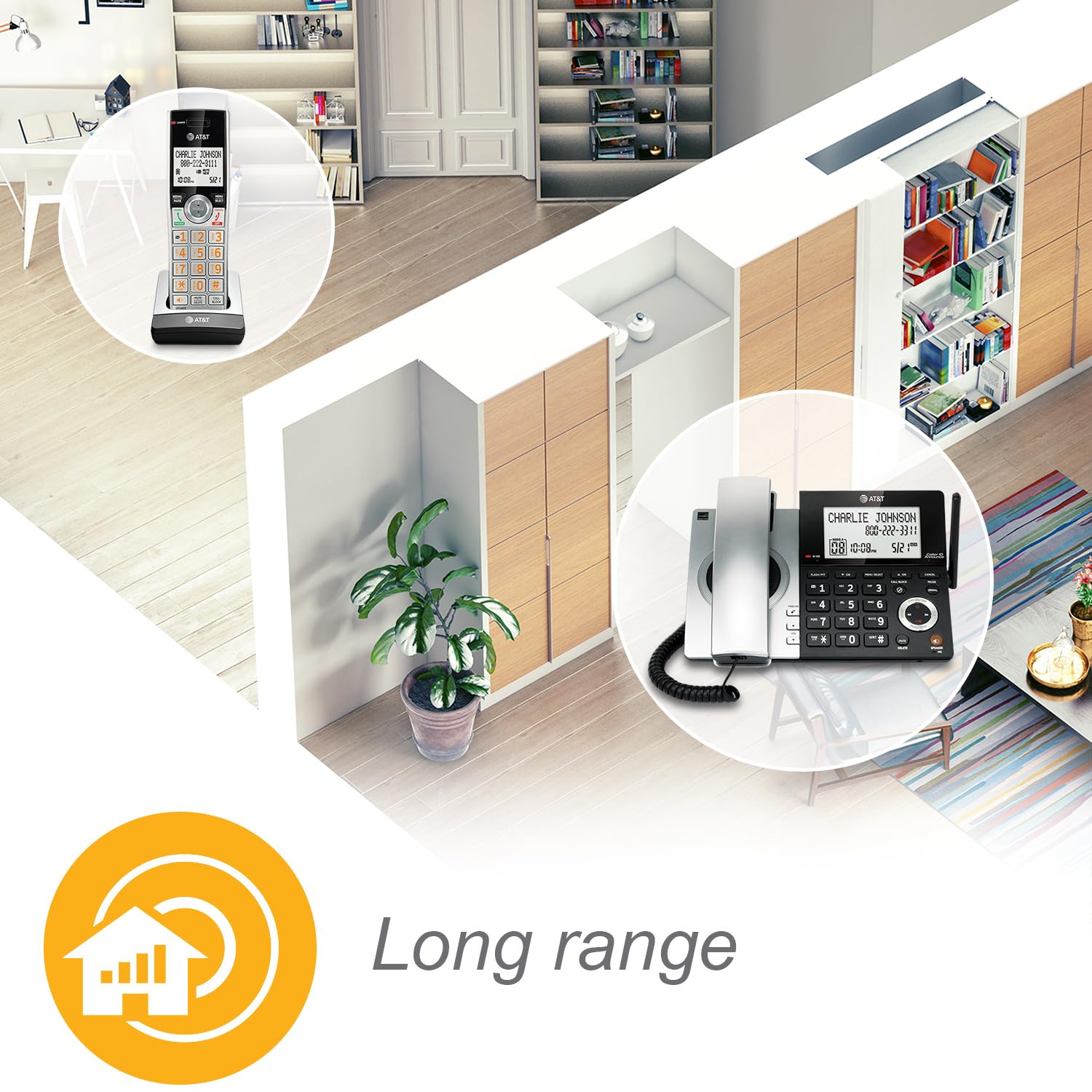 At&T Cl84107 Dect 6.0 Expandable Corded/Cordless Phone With Smart Call Blocker, Black/Silver With 1 Handset