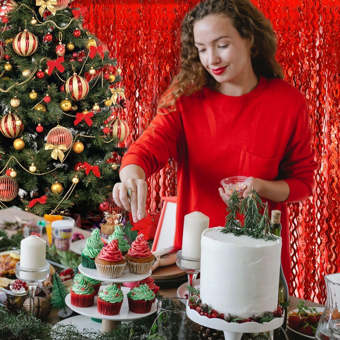 Red Streamers Party Backdrop Curtains Foil Curtains Backdrop Carnival Theme Party Decorations Red Birthday Decorations Red Gradu