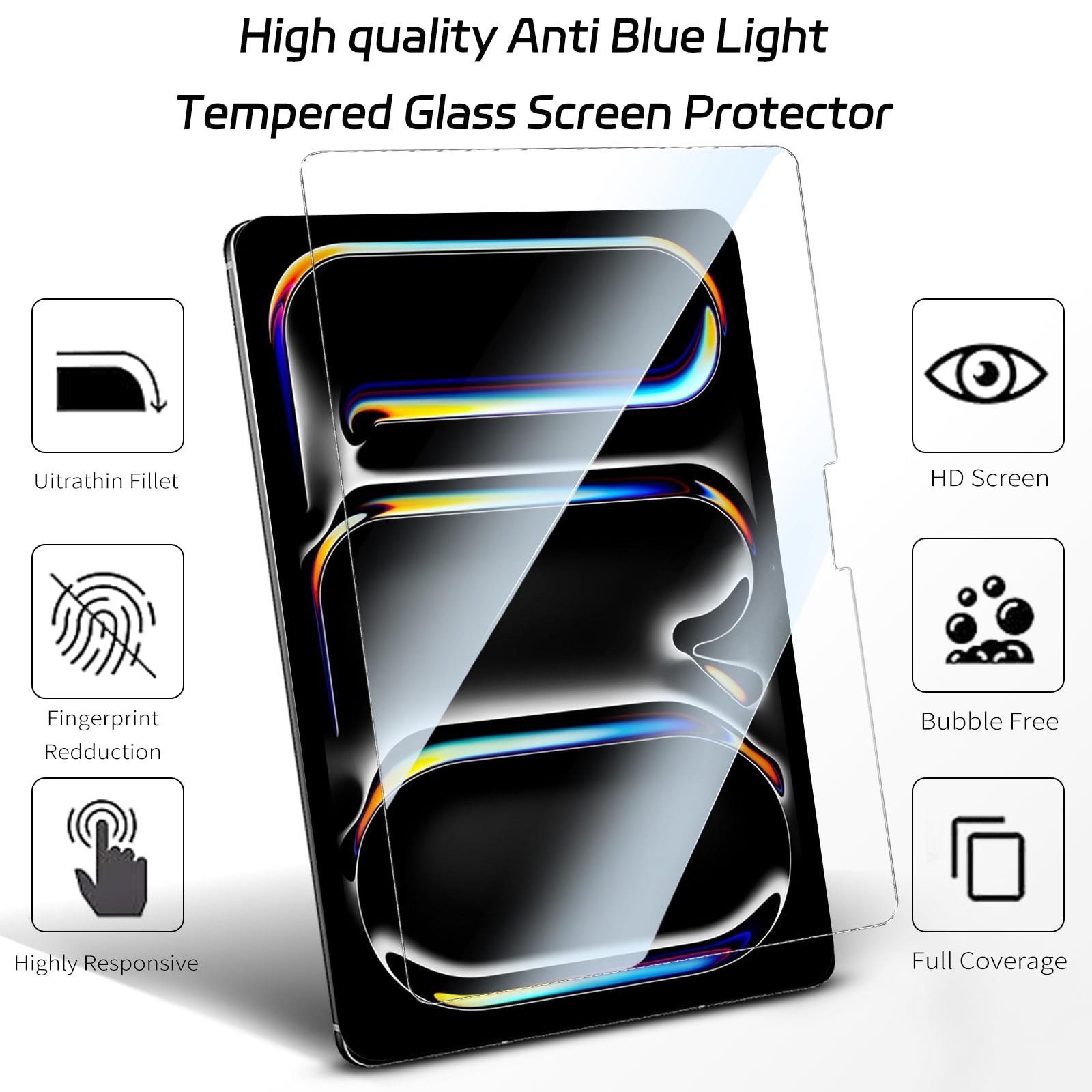 Zenrich [2Pack] Tempered Glass Screen Protector For Ipad Pro 11 Inch (M4 5Th Generation,2024 New Released) With [Anti Blue Light