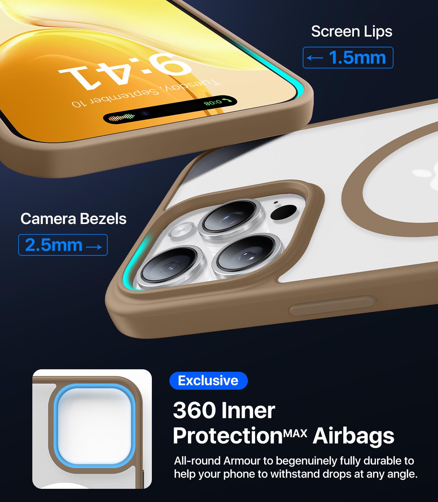 Shiiuou Strong Magnetic For Iphone 16 Pro Case, Skin Friendly [Compatible With Magsafe] [Military Grade Test Protection] Shockpr