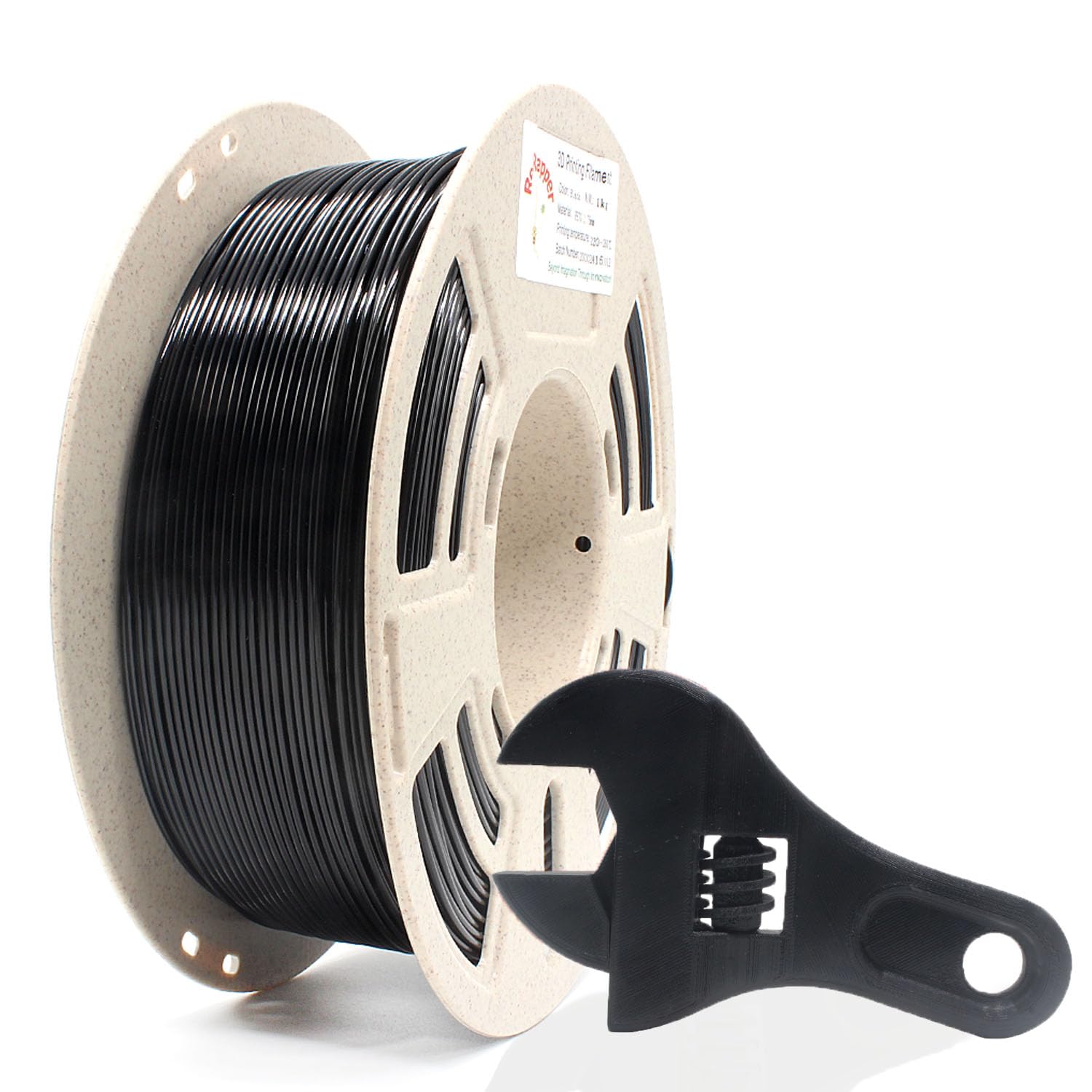 Reprapper Black Mpla (Modified Pla) Extra Strong Pla Plus Filament For 3D Printer 1.75Mm ( 0.03Mm) 2.2Lbs (1Kg)