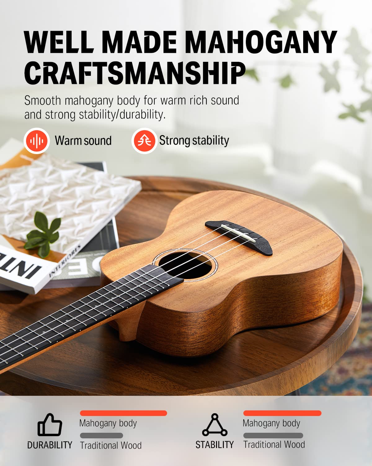Donner Tenor Ukulele Mahogany Professional 26 Inch Ukelele Starter Bundle Kit With Free Online Lesson Gig Bag Strap Nylon String