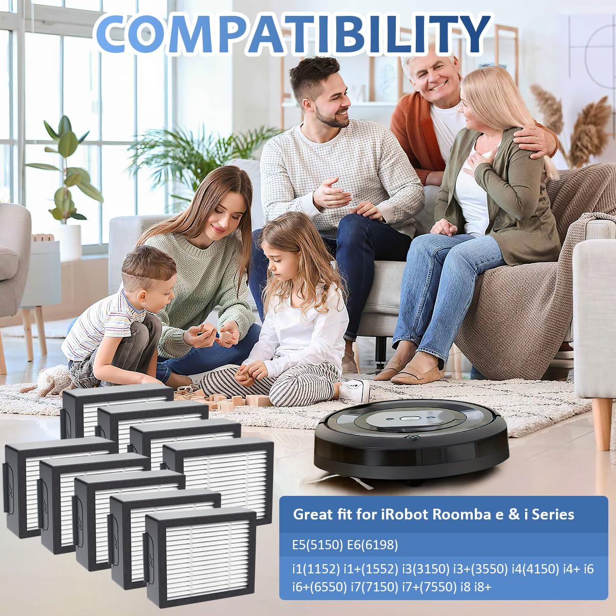 Eagleggo Filters Replacement Parts For I Robot Roomba E, I, J Series I7 I7+/Plus I3 I3+ I4 I6 I6+ I8 I8+ E5 E6 E7 J7 J7+Vacuum C