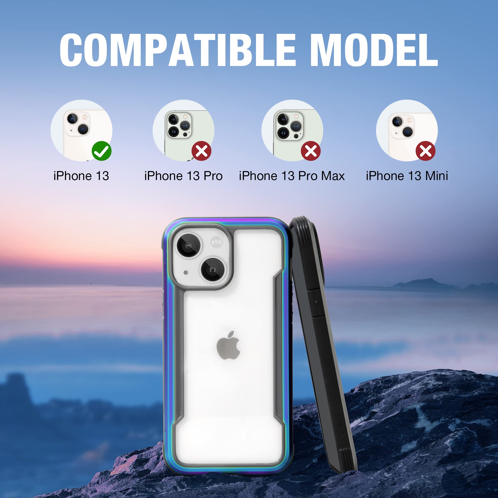 Raptic Shield Case For Iphone 13, Iphone 14 , Shockproof Protective, Clear, Military 10Ft Drop Tested, Durable Aluminum Frame, A