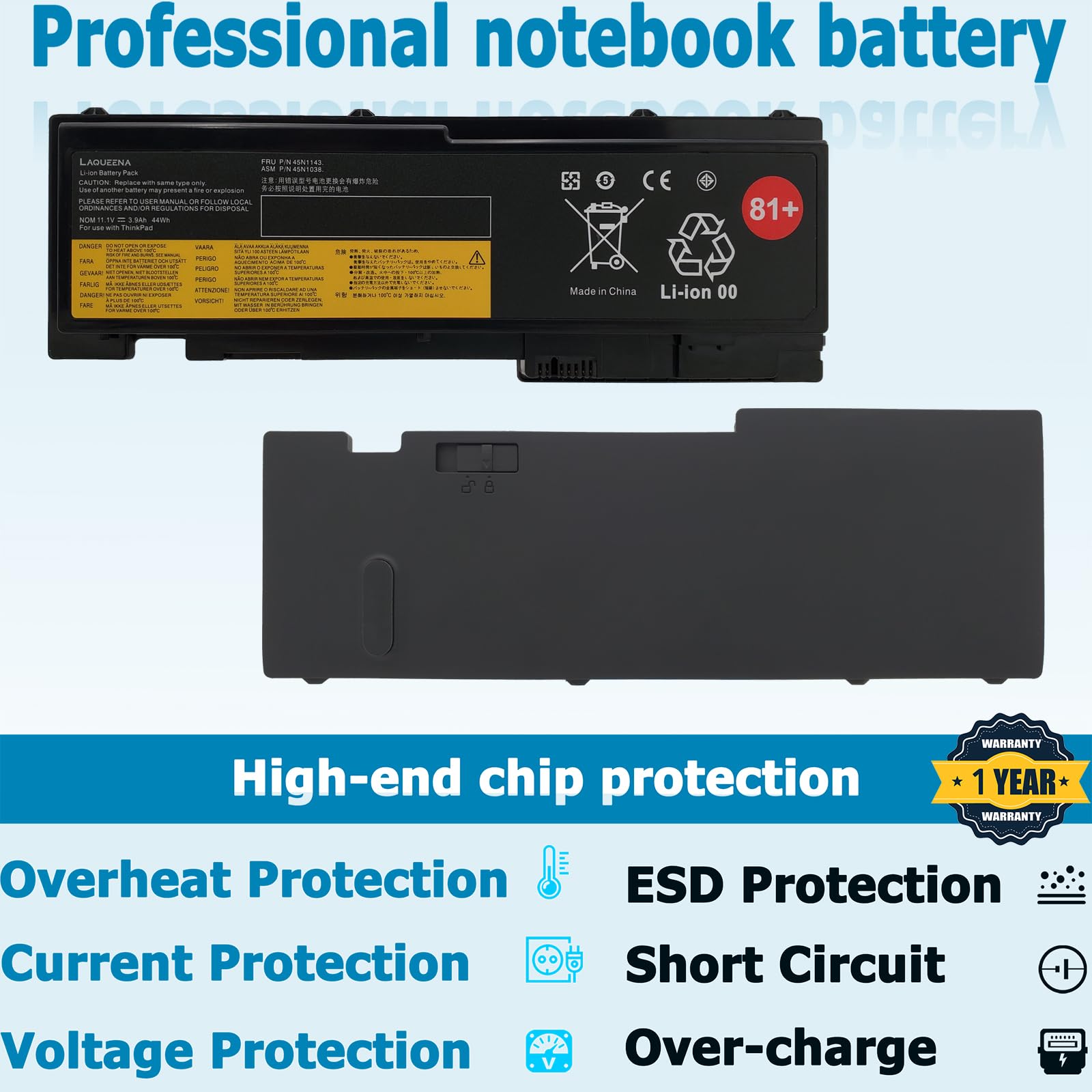 Laqueena 45N1143 Laptop Battery Compatible With Lenovo Thinkpad T420I T420S T430S Series 0A36287 42T4844 42T4845 42T4846 42T4847