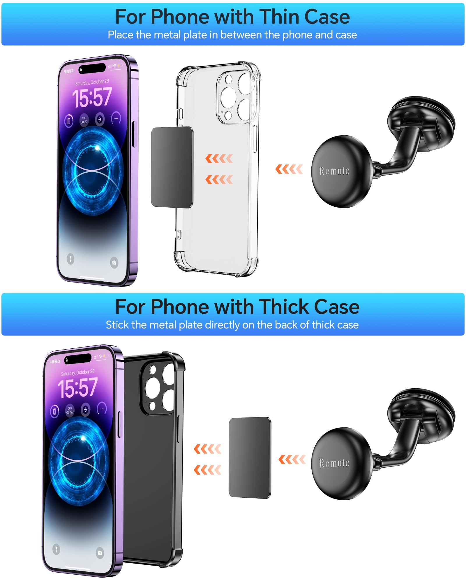 Magnetic Phone Holder For Car?Powerful Magnets?Phone Holders For Your Car Das?Military-Grade Suction?Suction Cup Cell Phone Moun