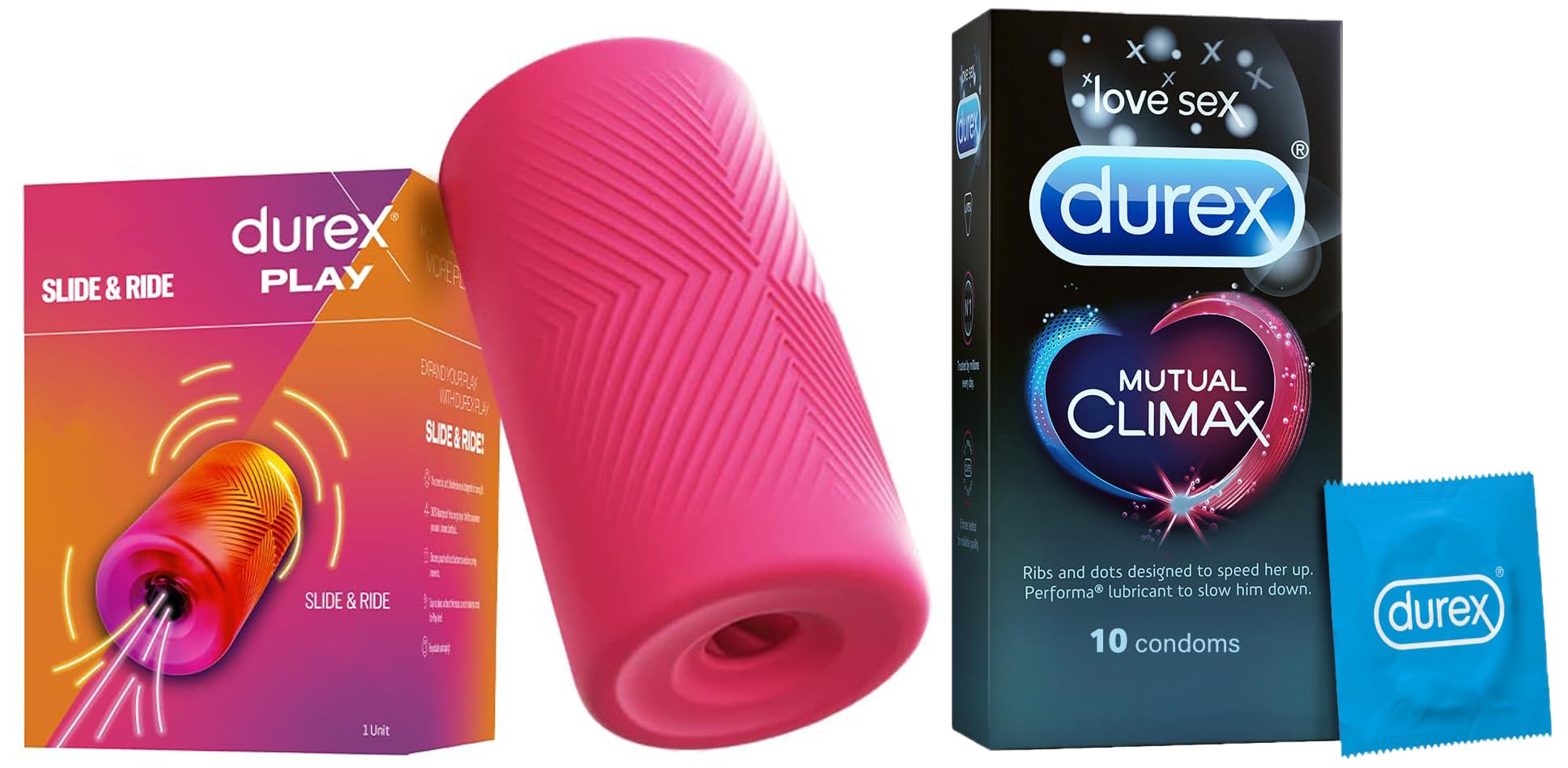 Durex Slide & Ride With Durex Mutual Climax Condoms For Men & Women | Dotted | 10 Count