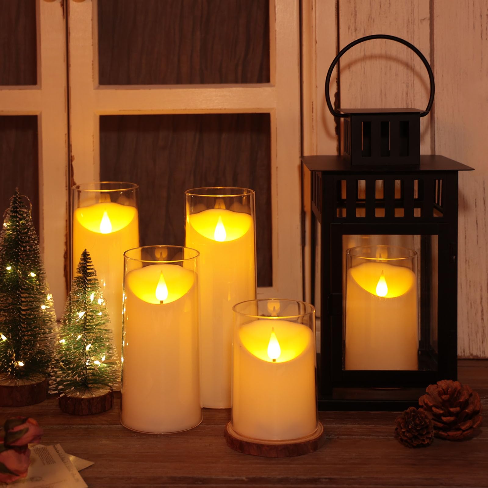 Nurada Flickering Flameless Candles: Acrylic Led Pillar Candles Battery Operated With Remote And Timer For Romantic Ambiance And