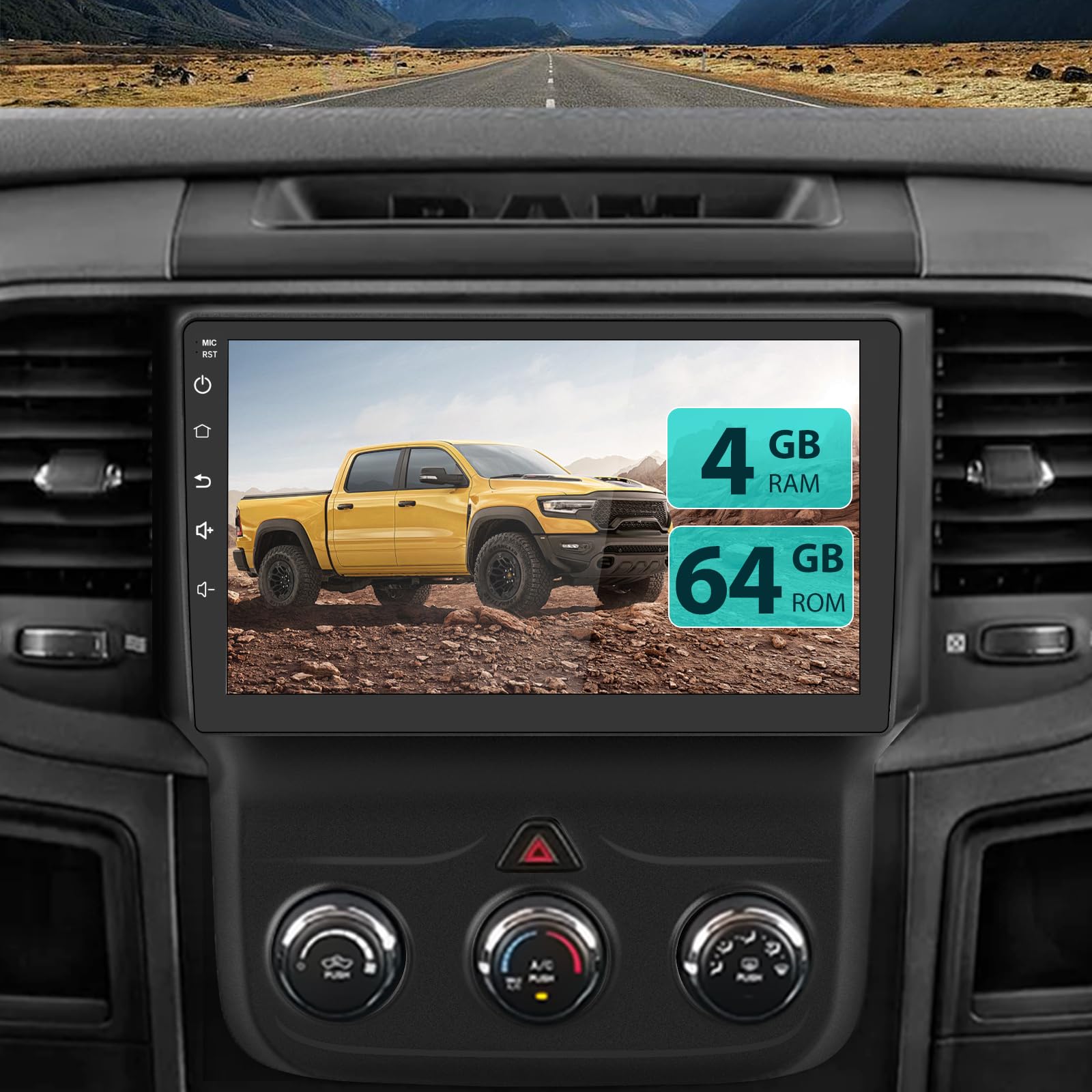 Awesafe [4+64Gb] Android Car Stereo For Dodge Ram 1500 2500 3500 2013 2014 2015 2016 2017 2018, 9 Inch Touch Screen Android Radi