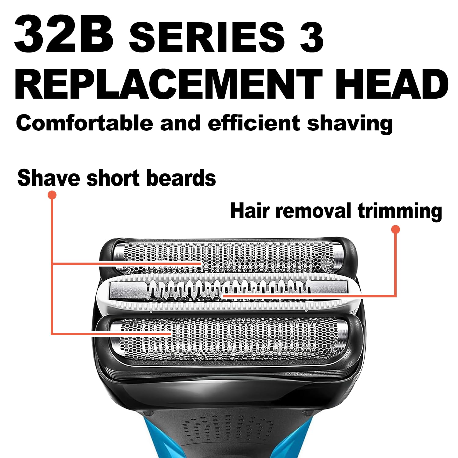 32B 2Pcs, Series 3 32B Electric Shaver Replacement Head Compatible, 32B Replacement Electric Shaver Heads For Men Razor Shaving