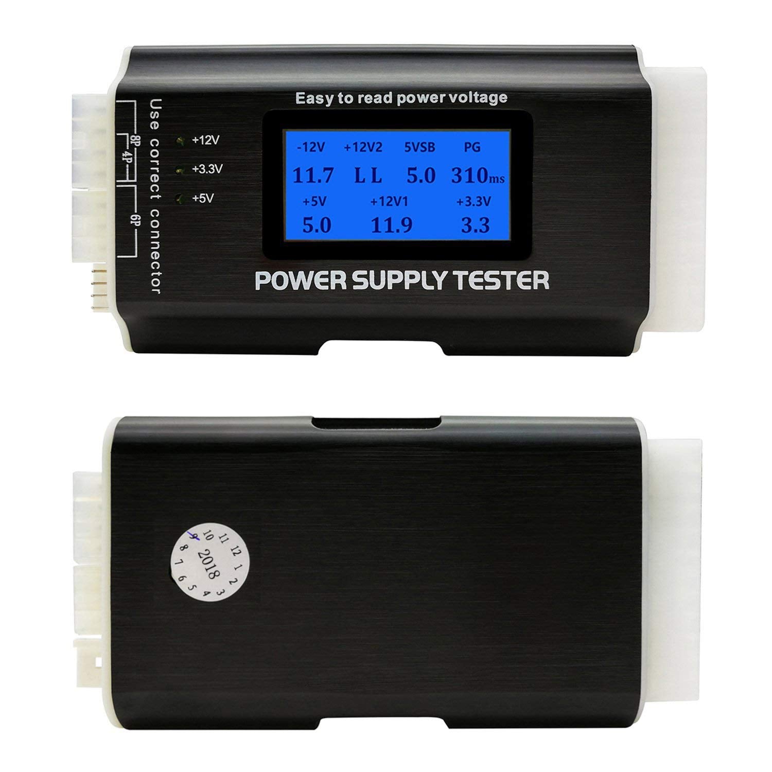 Computer Pc Power Supply Tester, Atx/Itx/Ide/Hdd/Sata/Byi Connectors Power Supply Tester, 1.8'' Lcd Screen (Aluminum Alloy Enclo