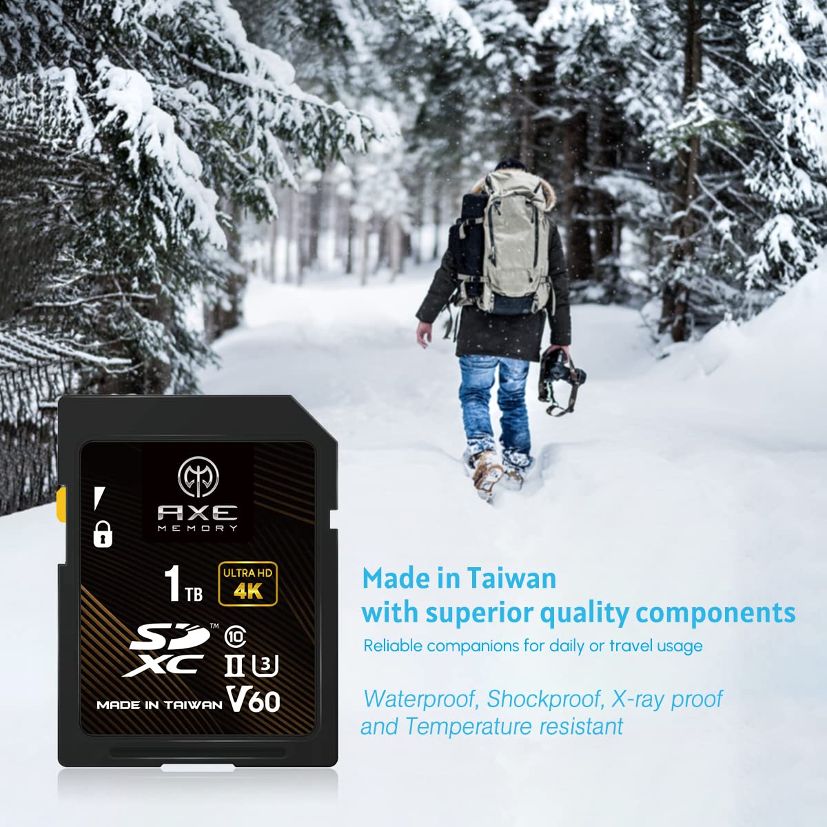 Axe Memory Sd Card 1Tb V60, 245Mb/S Uhs Ii U3 4K Ultra Full Hd, Professional Grade Sdxc Memory Card