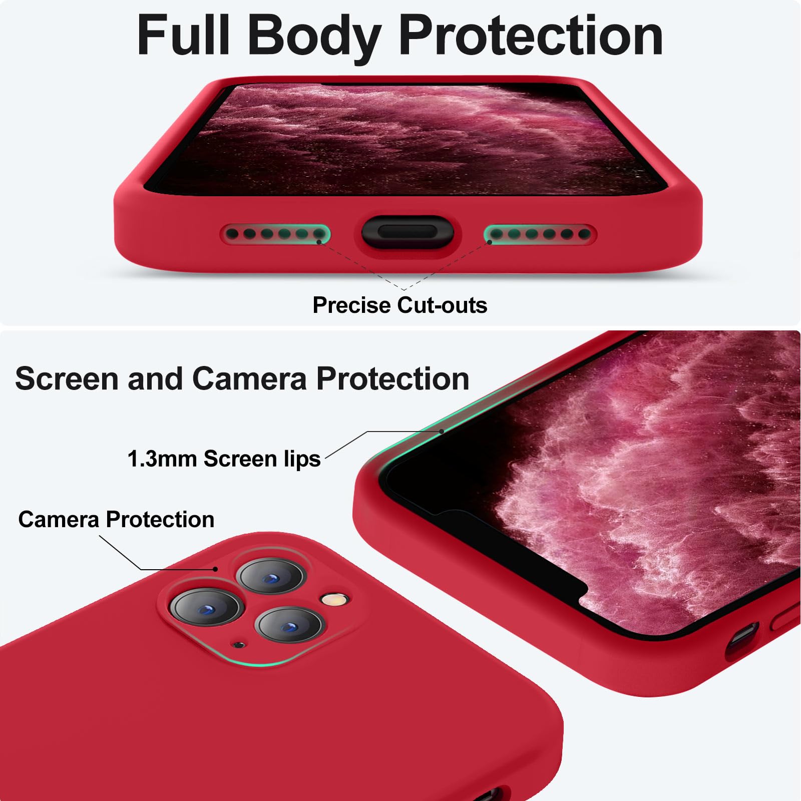 Vooii Compatible With Iphone 11 Pro Max Case, Upgraded Liquid Silicone With [Flat Edges] [Camera Protection] [Soft Anti Scratch