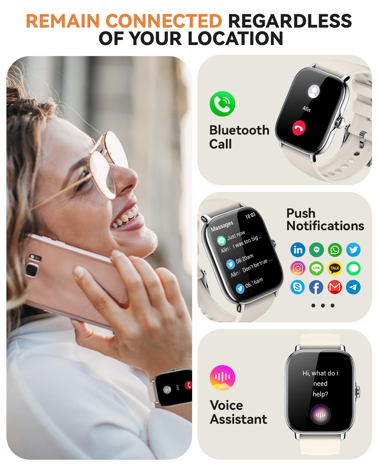 Smart Watch For Women Men- Answer/Make Call, 2025 Ip68 Waterproof Fitness Step Sleep Tracker Watch With Monitor Activity Counter