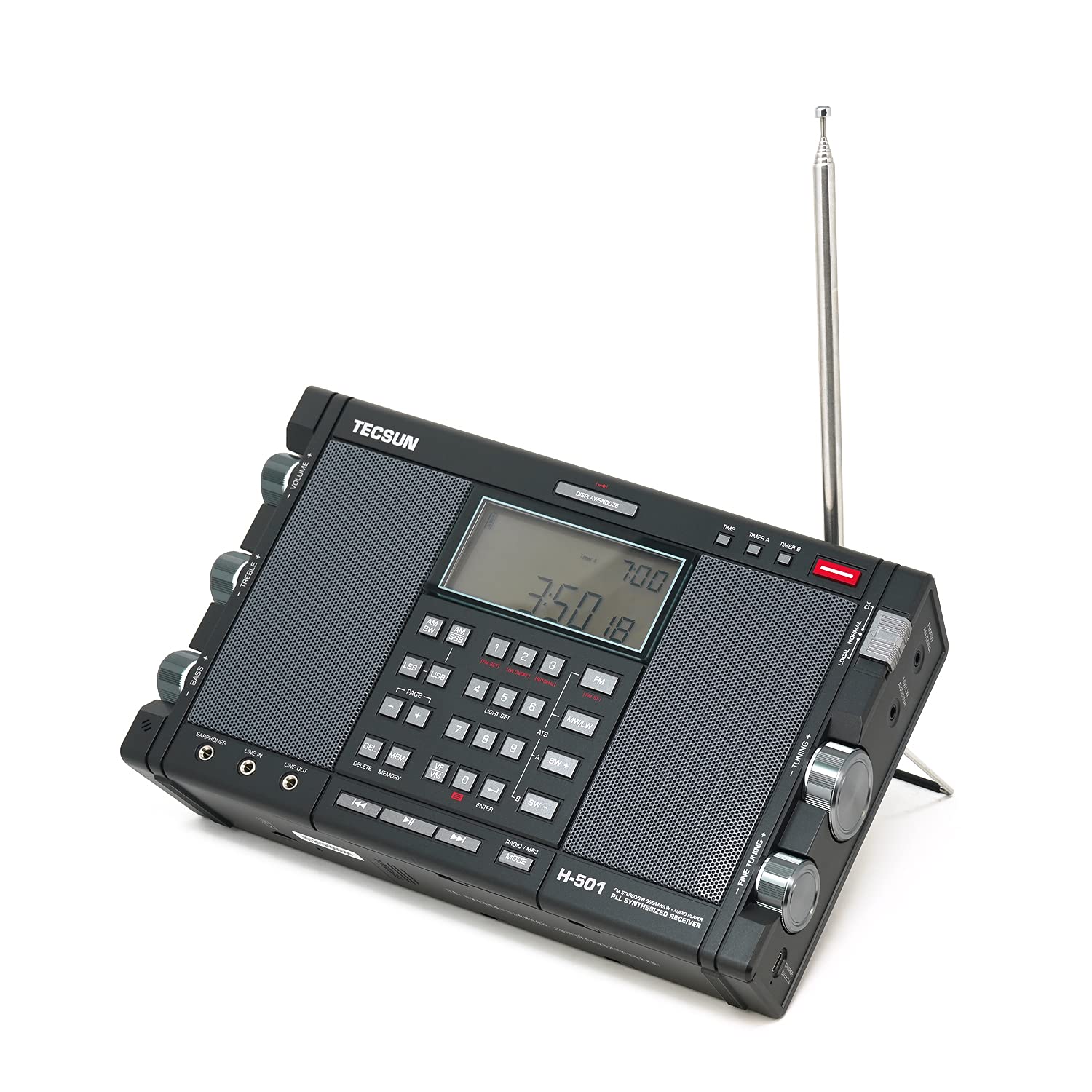 Tecsun H501 Digital Worldband Am/Fm Shortwave Longwave Radio With Ssb Reception, Dual Speakers, & Mp3 Player, Matte Black