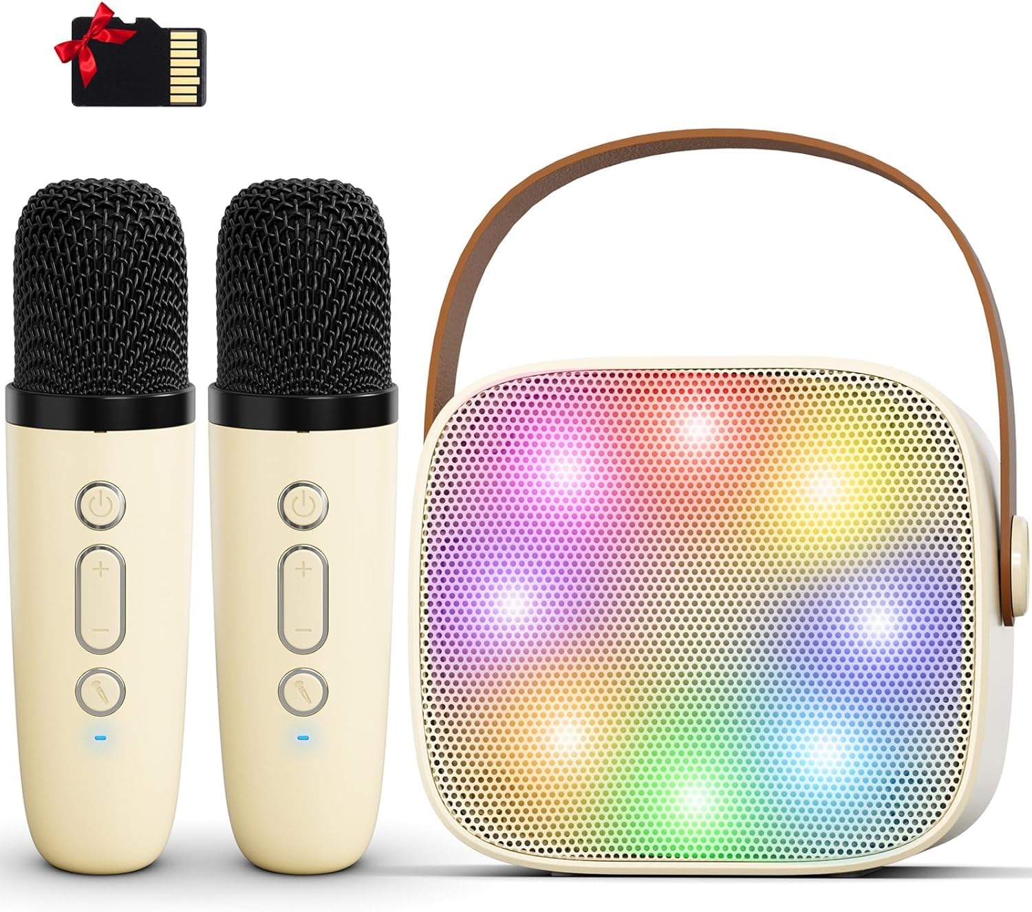 Mini Karaoke Machine For Kids Adults, Portable Bluetooth Karaoke Speaker With 2 Wireless Microphones For Girls Boys 3 11,12+ Yea