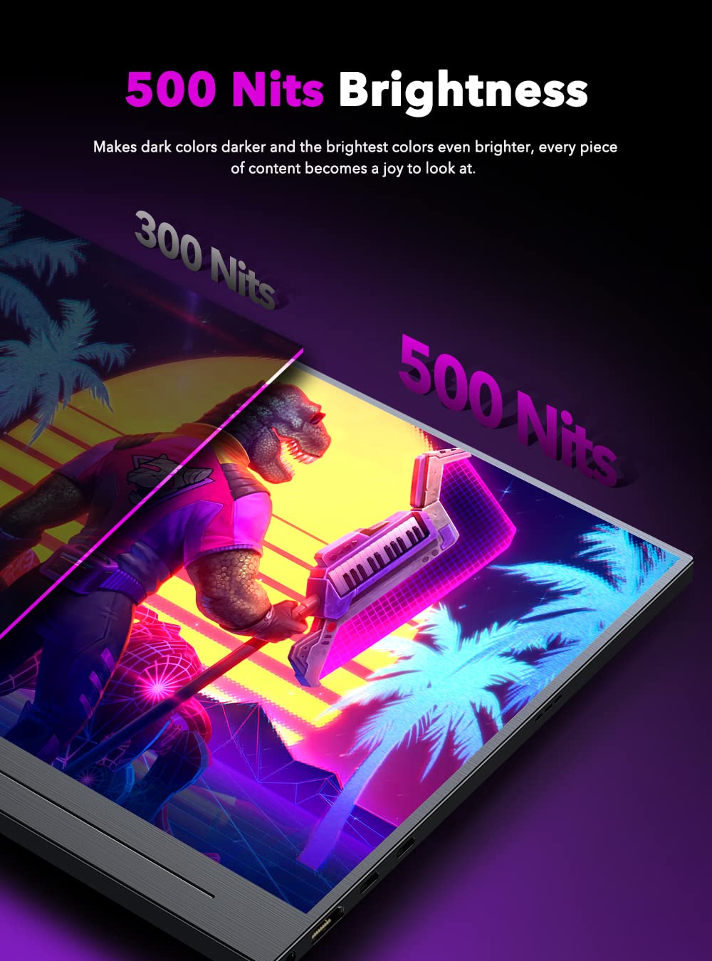 Uperfect 17.3'' 4K Portable Monitor, 500 Nits 100% Adobergb Uhd Freesync Hdr Ips 2 Speakers Eye Care Travel Monitor, 2 Fully Fun