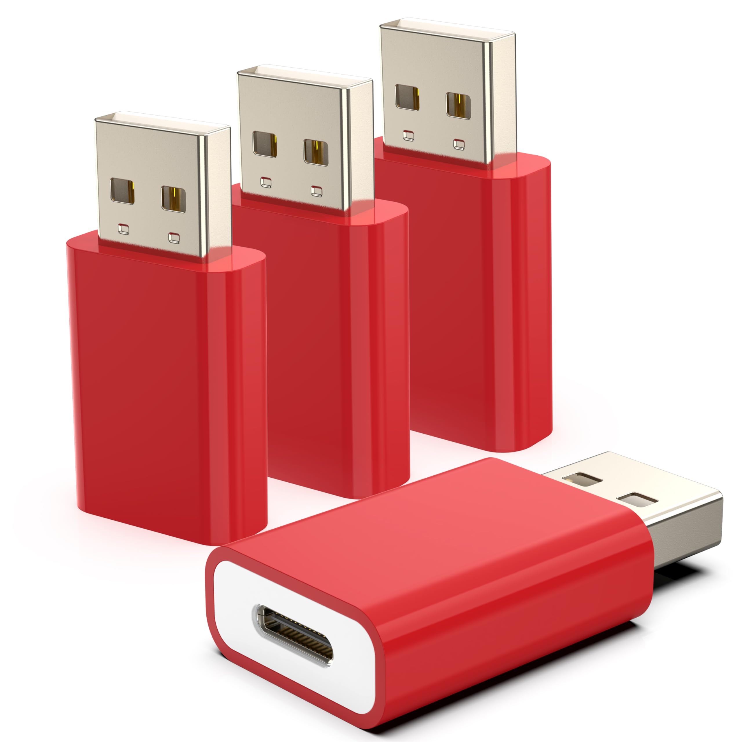 LMUBOY USB to USB-C Adapter Pack-4,Compatible with Apple MagSafe Watch 7/8/9/10/SE/Ultra,Type-C Female to USB Male Adapter for i