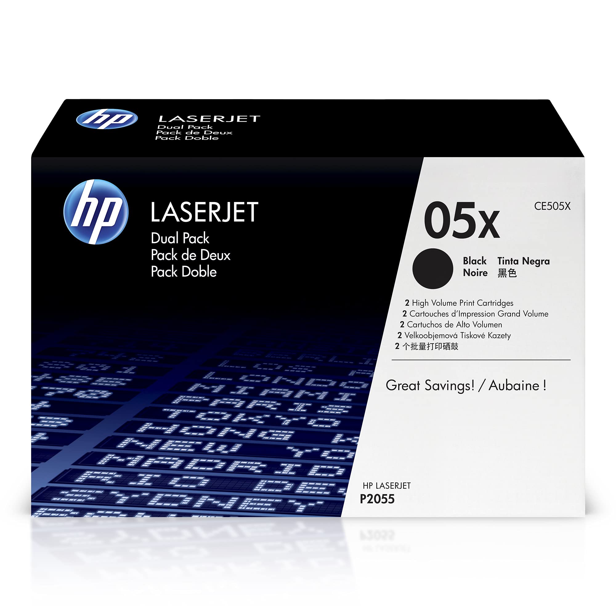 Hp 05X Black High Yield Toner Cartridges (2 Pack) | Works With Hp Laserjet P2055 Series | Ce505Xd