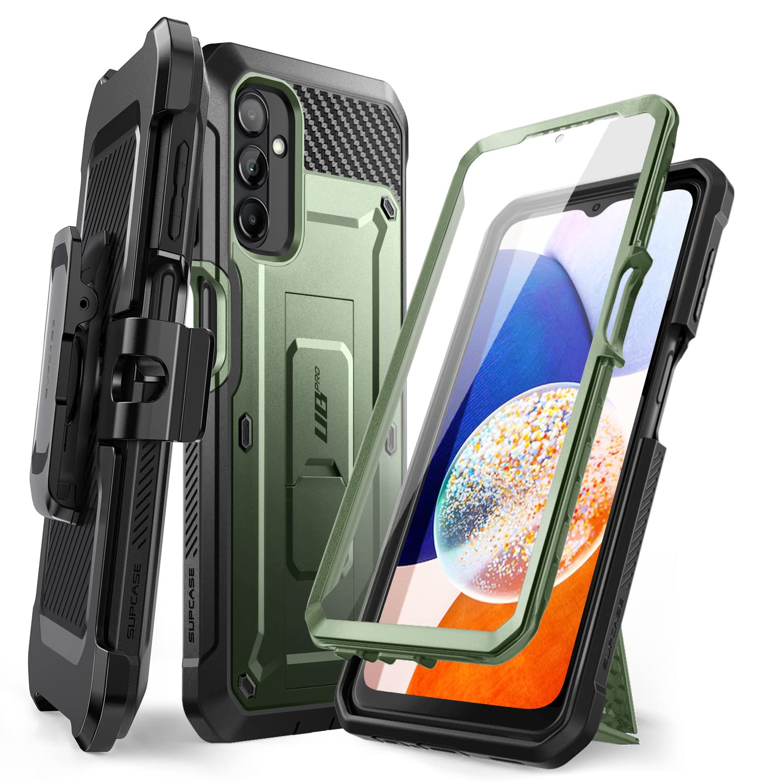 SUPCASE for Samsung Galaxy A14 5G Case with Screen Protector (Unicorn Beetle Pro), [Built-in Stand & Belt-Clip] Heavy Duty Full-