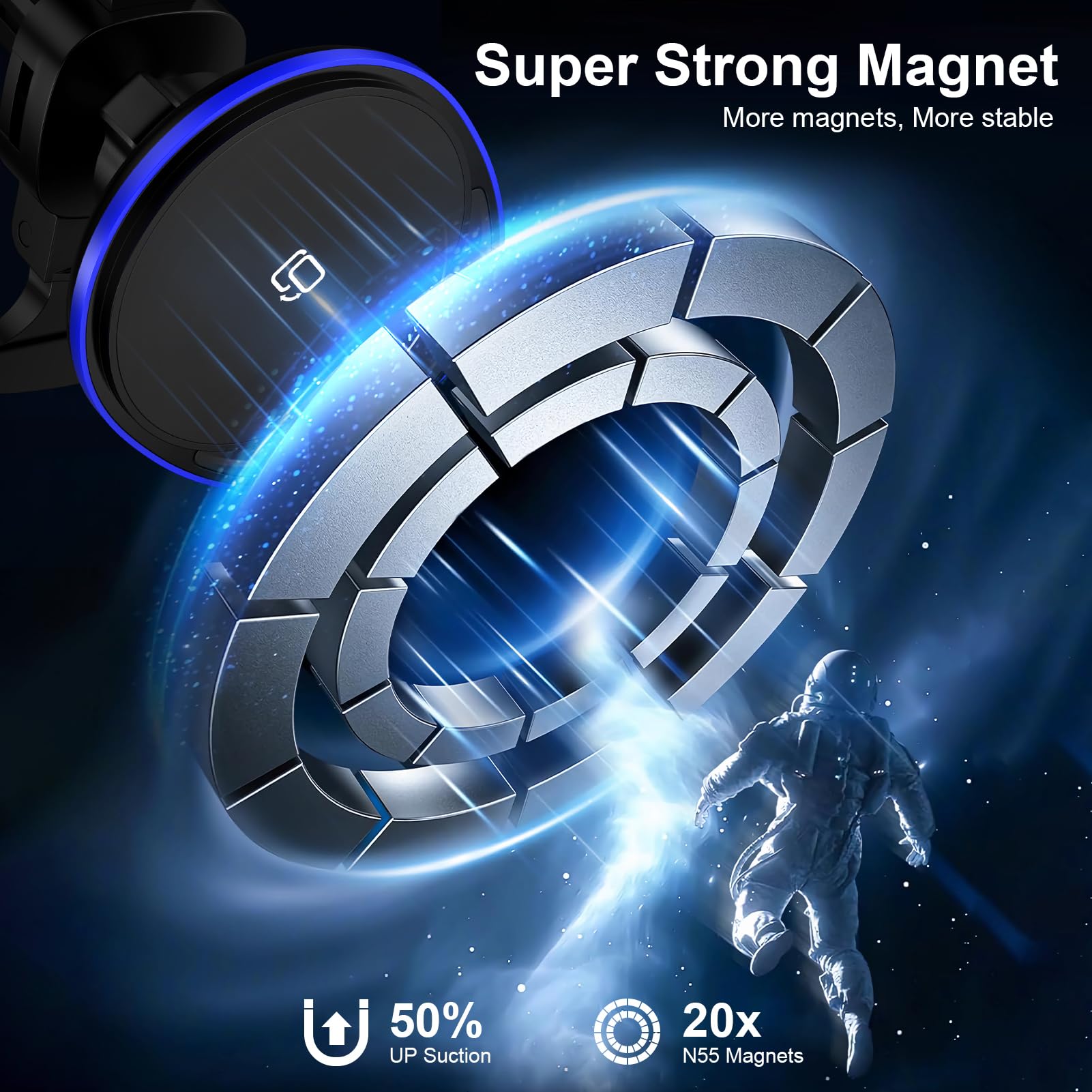 15W Magnetic Wireless Car Charger, Magsafe Car Mount Charger Fast Air Vent Car Phone Holder Charge R For Iphone 16E 16 Pro 16 15