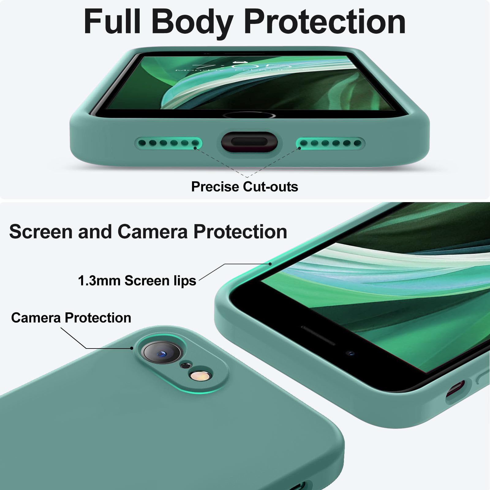 Vooii For Iphone Se Case 2022/3Rd/2020,Iphone 8/7 Case, Upgraded Liquid Silicone With [Flat Edges] [Camera Protection] [Soft Ant