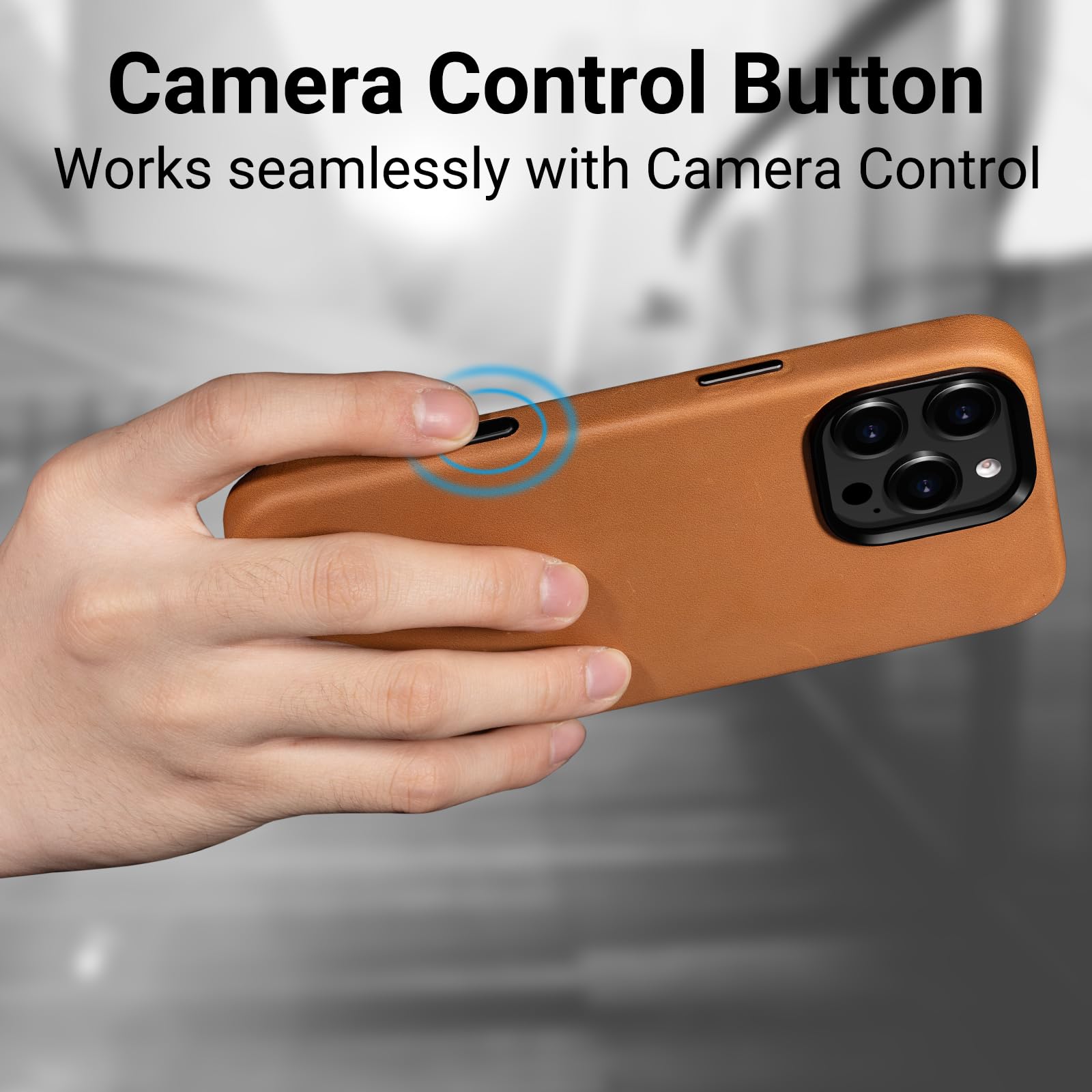 Belemay Leather Case For Iphone 16 Pro, Compatible With Magsafe [Camera Control Button] [Vintage Aesthetic] Premium Crazy Horse